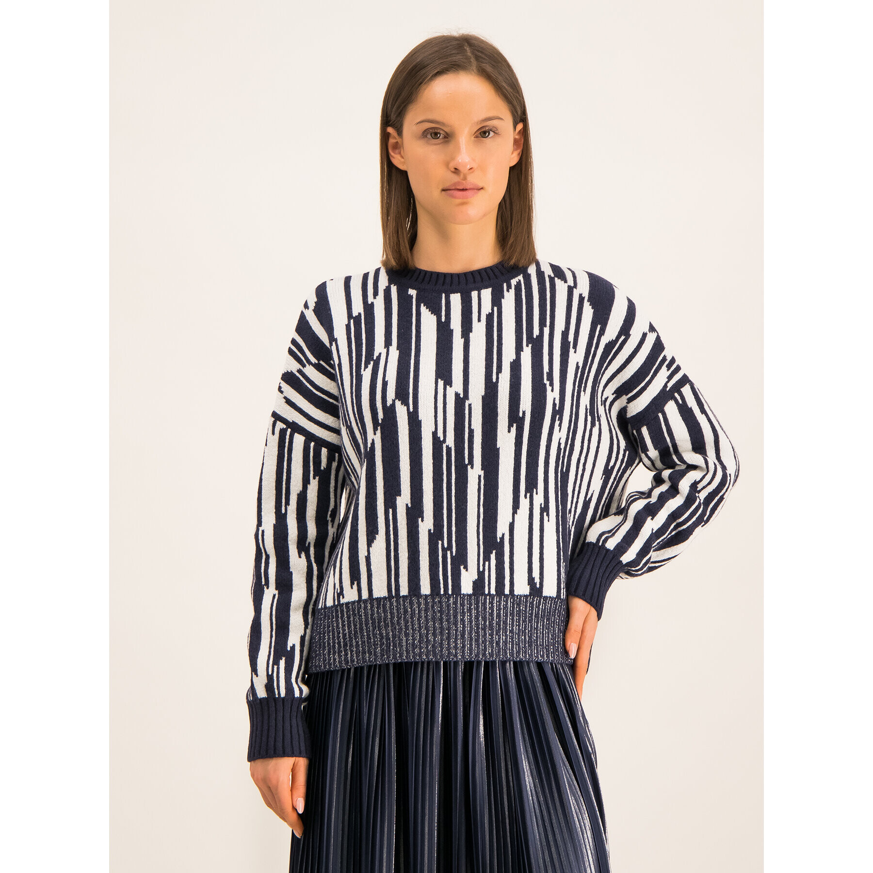 Sportmax Code Sweater Uscio 73660195 Sötétkék Oversize - Pepit.hu