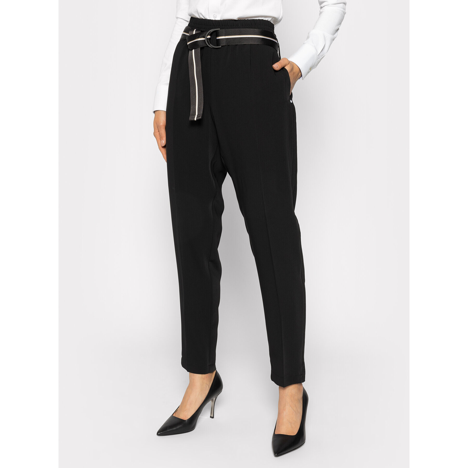 Sportmax Code Szövet nadrág Blanc 71310402 Fekete Regular Fit - Pepit.hu