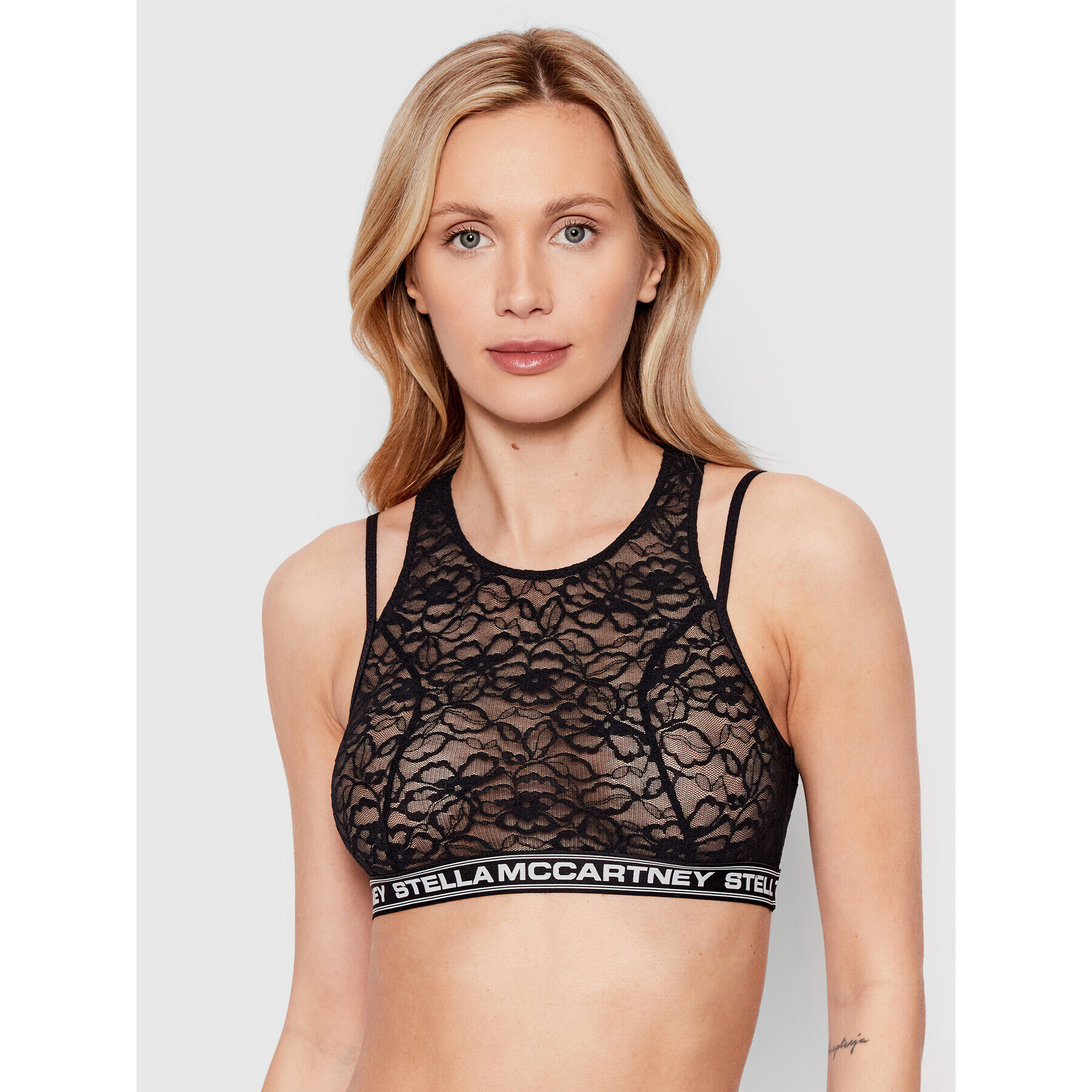 Stella McCartney Melltartó felső Comfort Lace With Logo S6RG41050.00112 Fekete - Pepit.hu