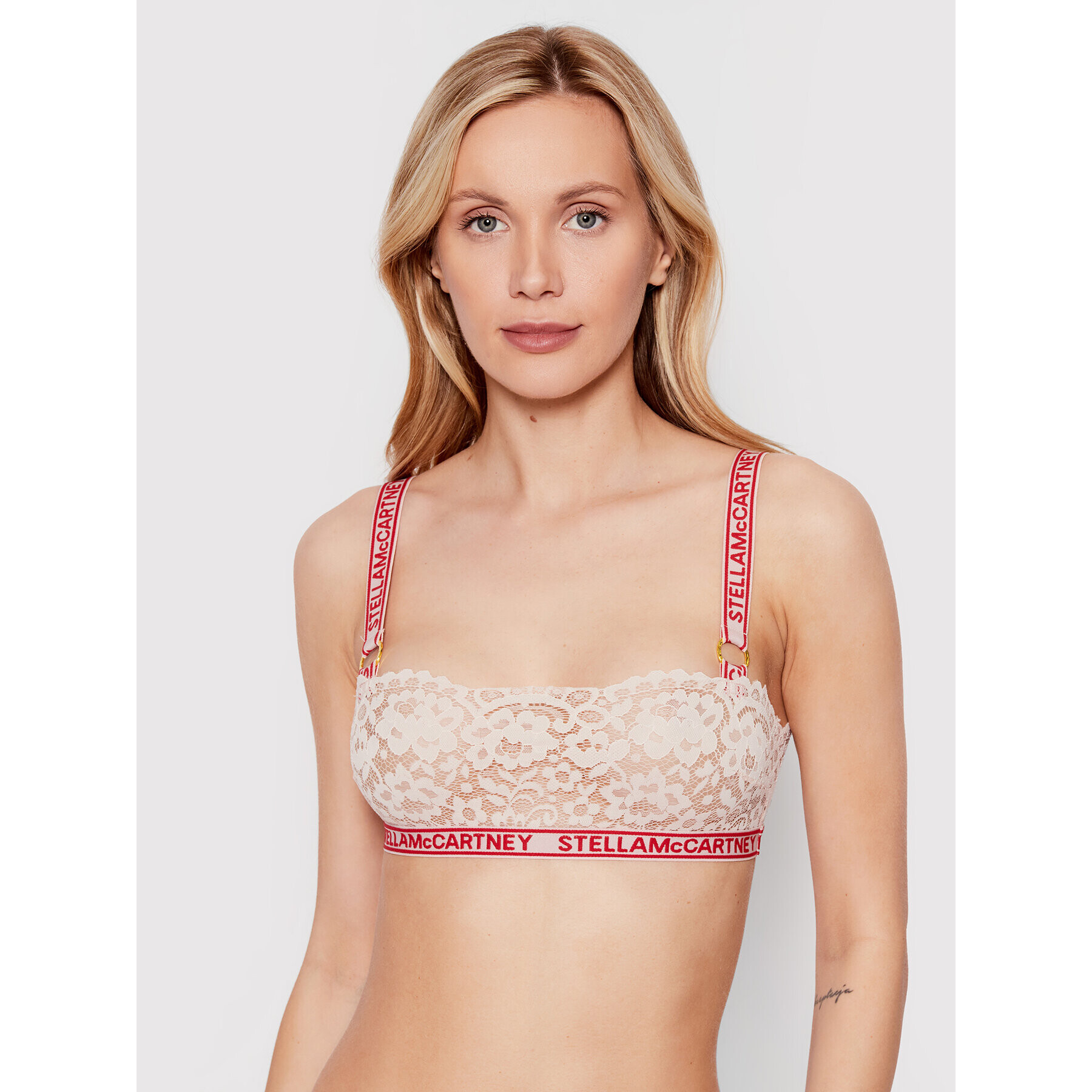 Stella McCartney Melltartó felső Lace Flounce With Logo S6RK01060.68912 Rózsaszín - Pepit.hu