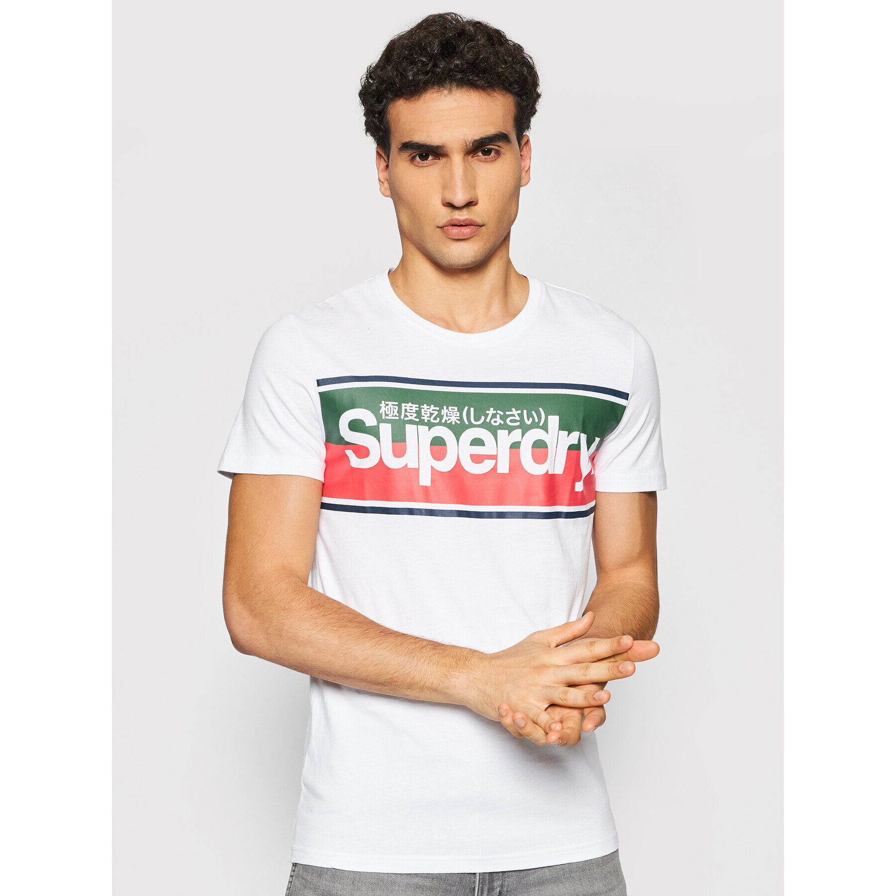 Superdry Póló Core Logo Stripe M1010159B Fehér Regular Fit - Pepit.hu