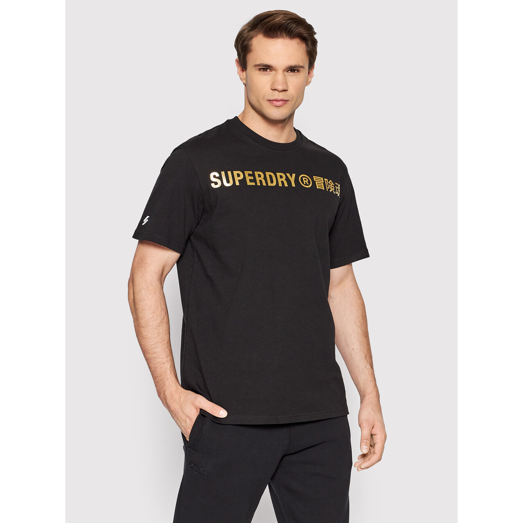 Superdry Póló Corporate Logo Foil M1011253A Fekete Regular Fit - Pepit.hu