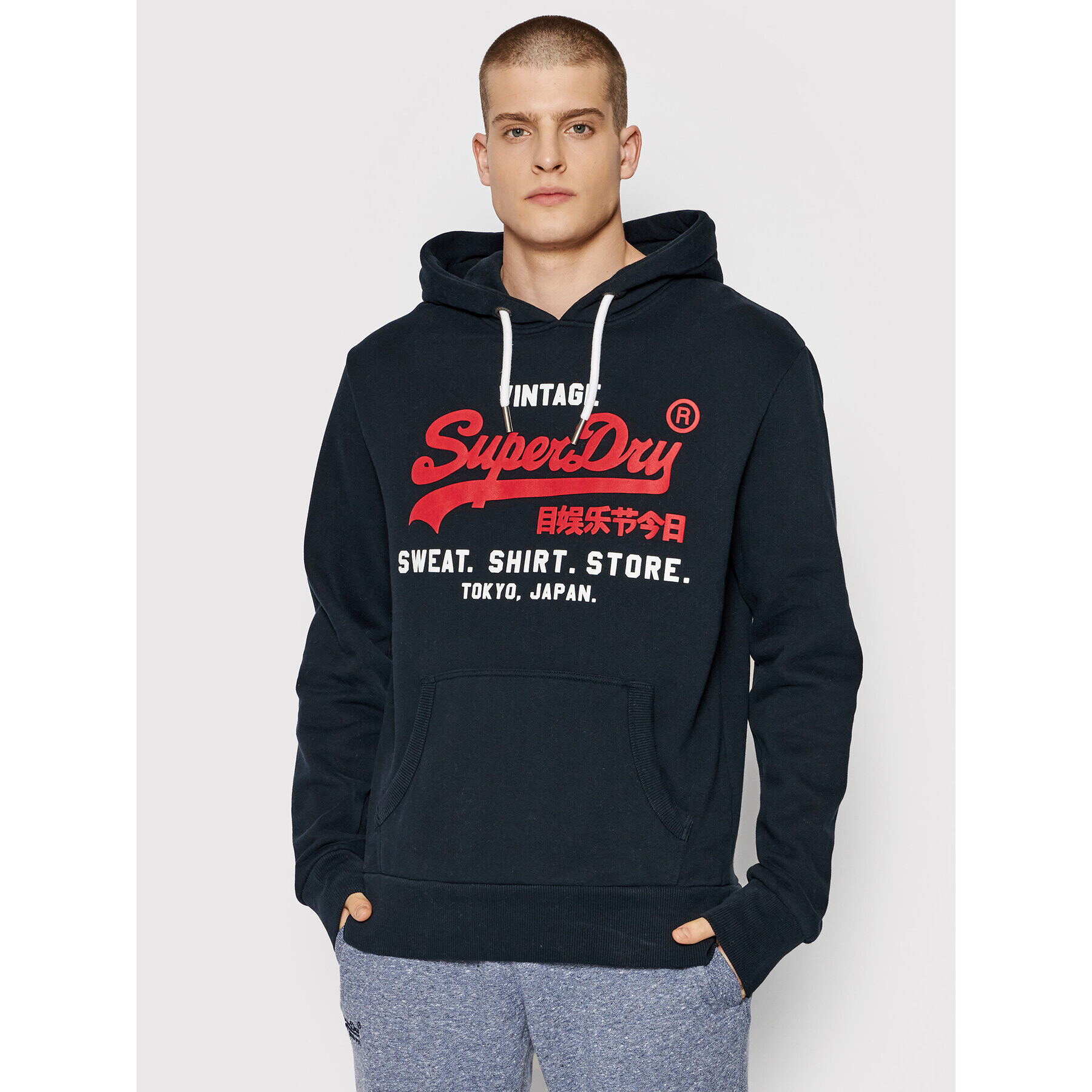 Superdry Pulóver Shop Duo M2011901A Sötétkék Regular Fit - Pepit.hu