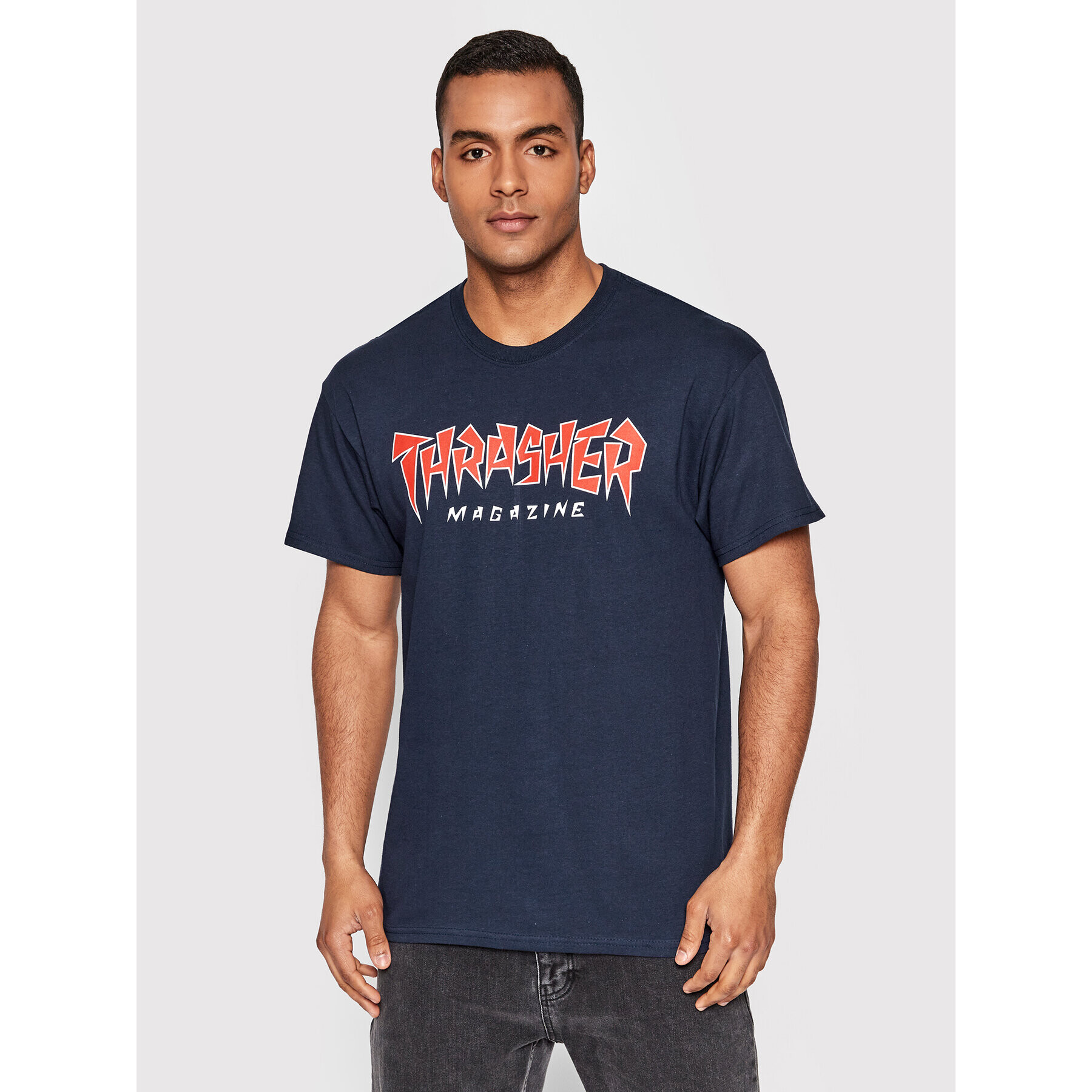 Thrasher Póló Jagged Logo Sötétkék Regular Fit - Pepit.hu