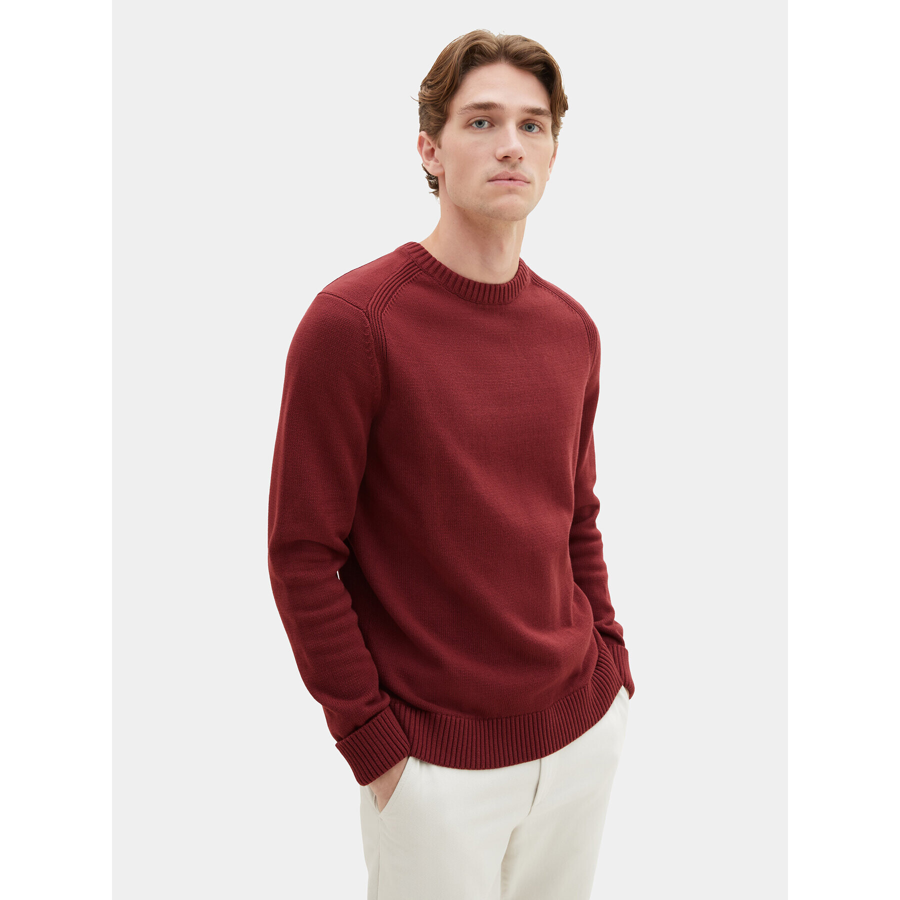 Tom Tailor Sweater 1038246 Bordó Regular Fit - Pepit.hu