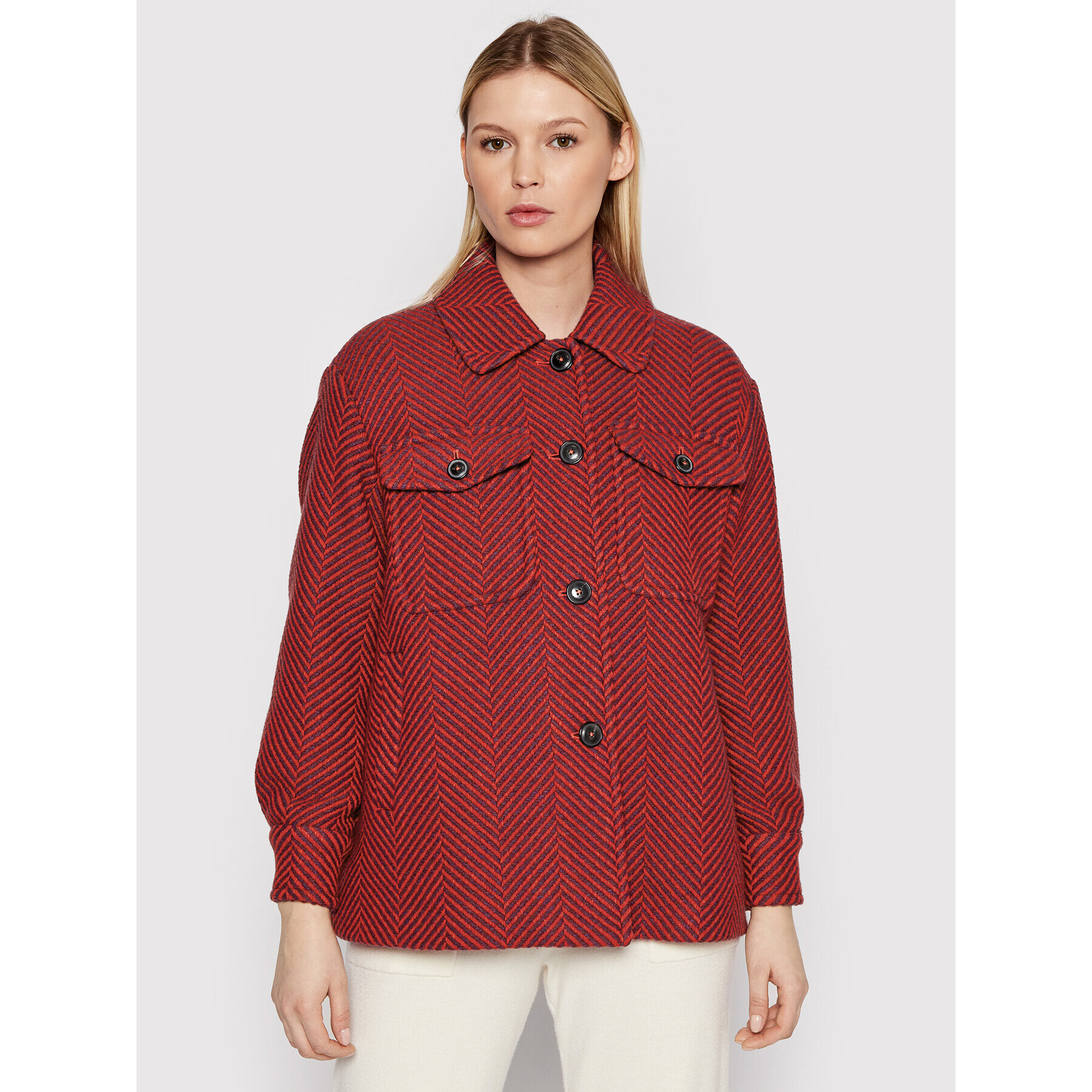 Tommy Hilfiger Átmeneti kabát Herringbone WW0WW32564 Piros Regular Fit - Pepit.hu