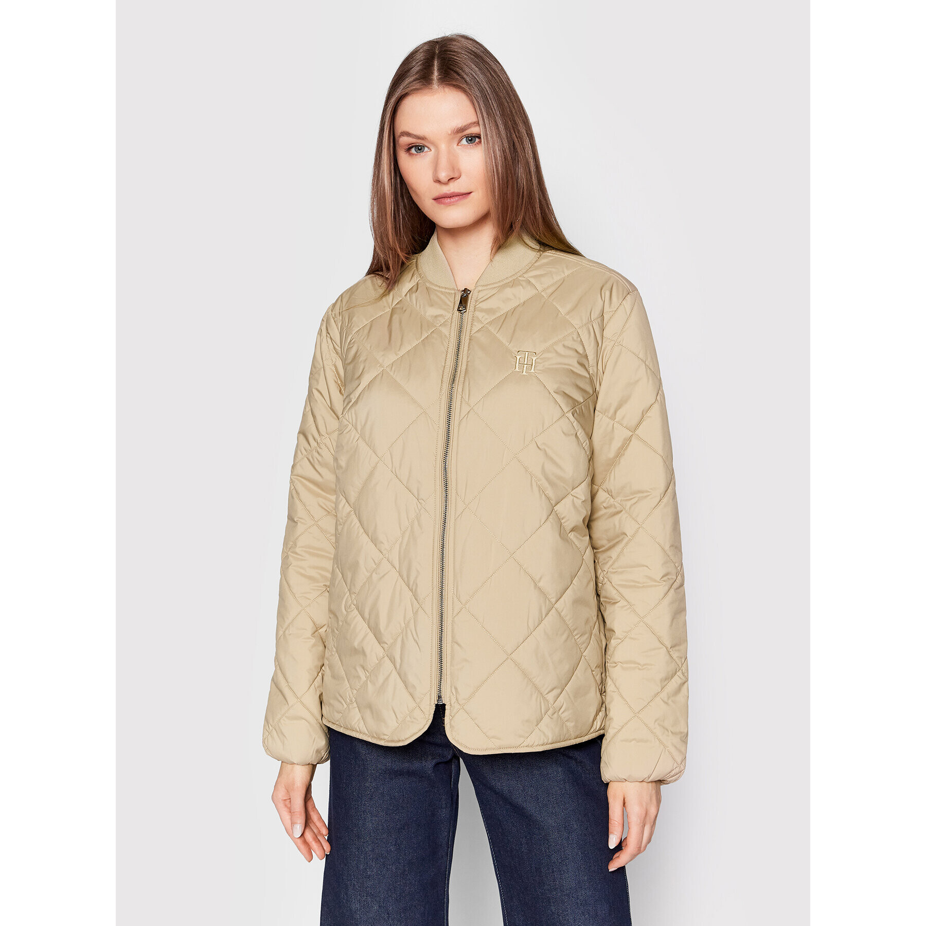 Tommy Hilfiger Átmeneti kabát Quilted WW0WW35306 Bézs Regular Fit - Pepit.hu