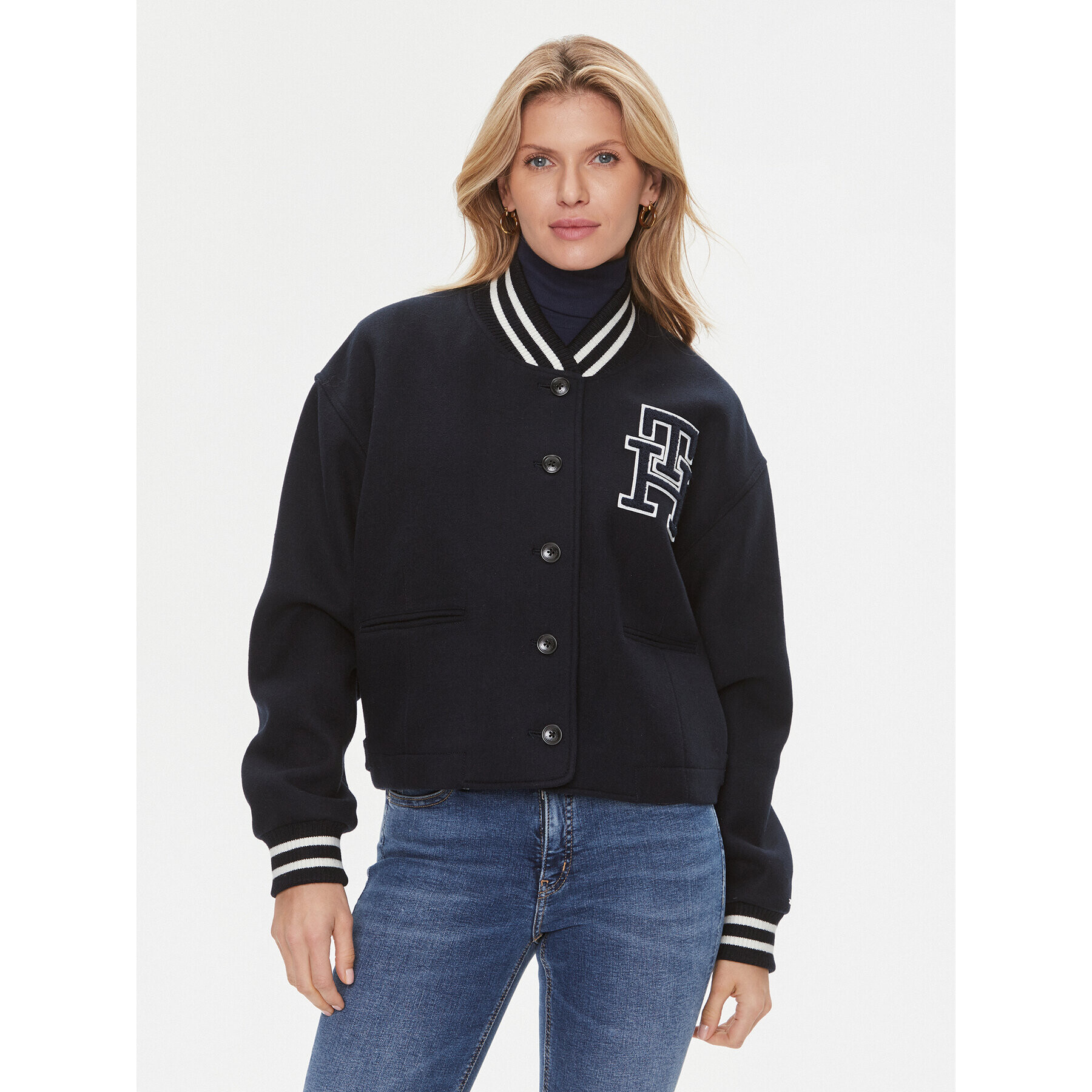 Tommy Hilfiger Átmeneti kabát Varsity WW0WW40251 Sötétkék Relaxed Fit - Pepit.hu