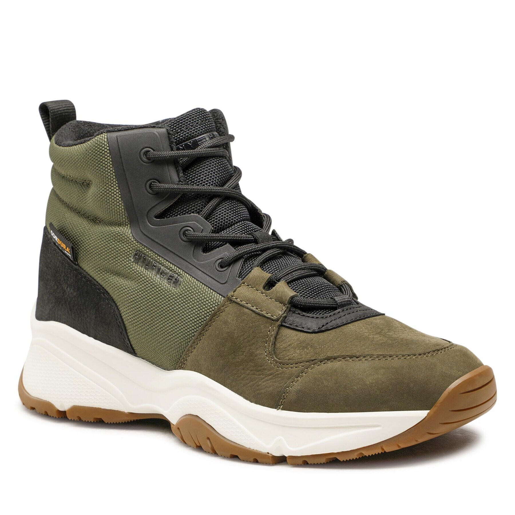 Tommy Hilfiger Bakancs Outdoor Leather Boot Cordura FM0FM04251 Khaki - Pepit.hu