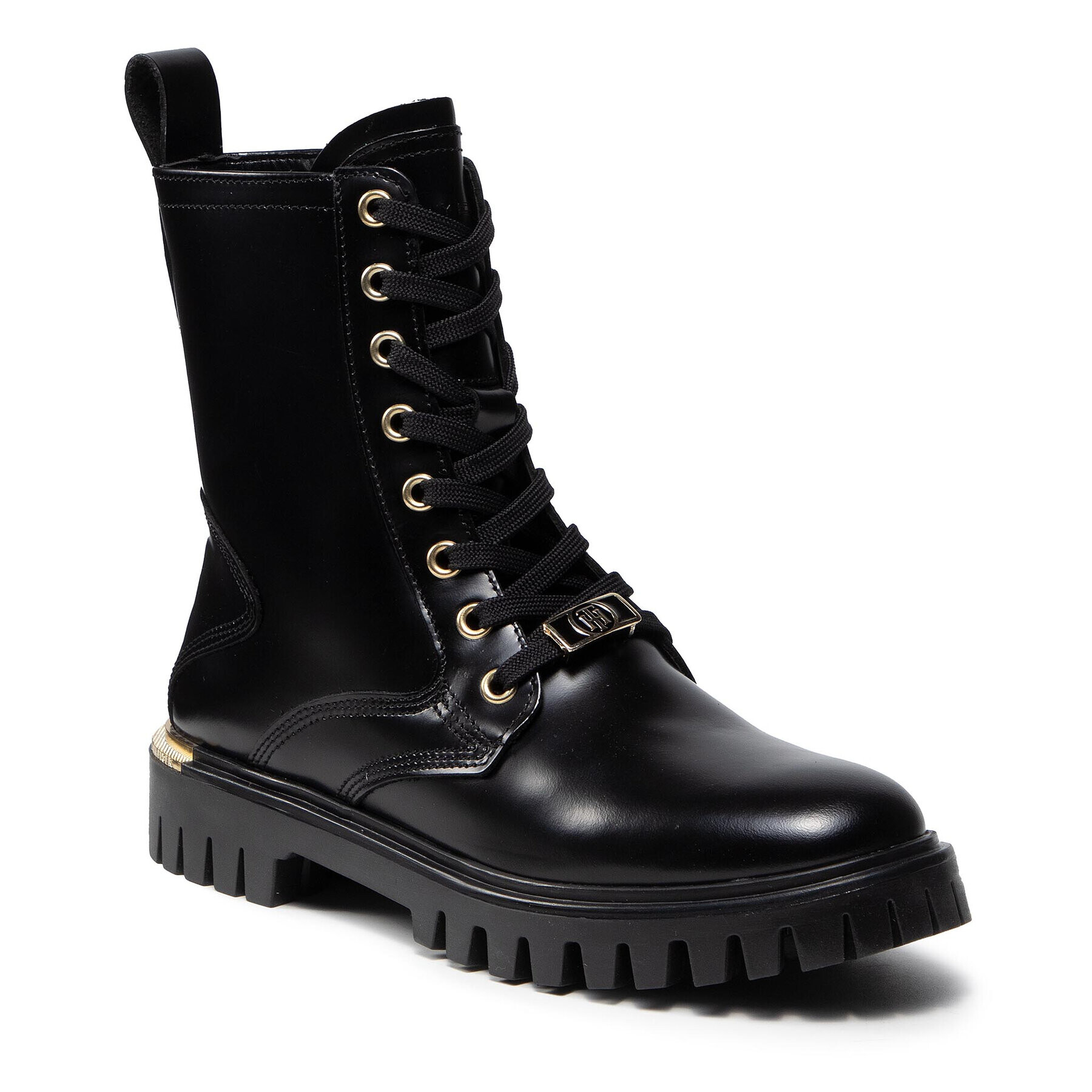 Tommy Hilfiger Bakancs Polished Leather Lace Up Boot FW0FW06008 Fekete - Pepit.hu