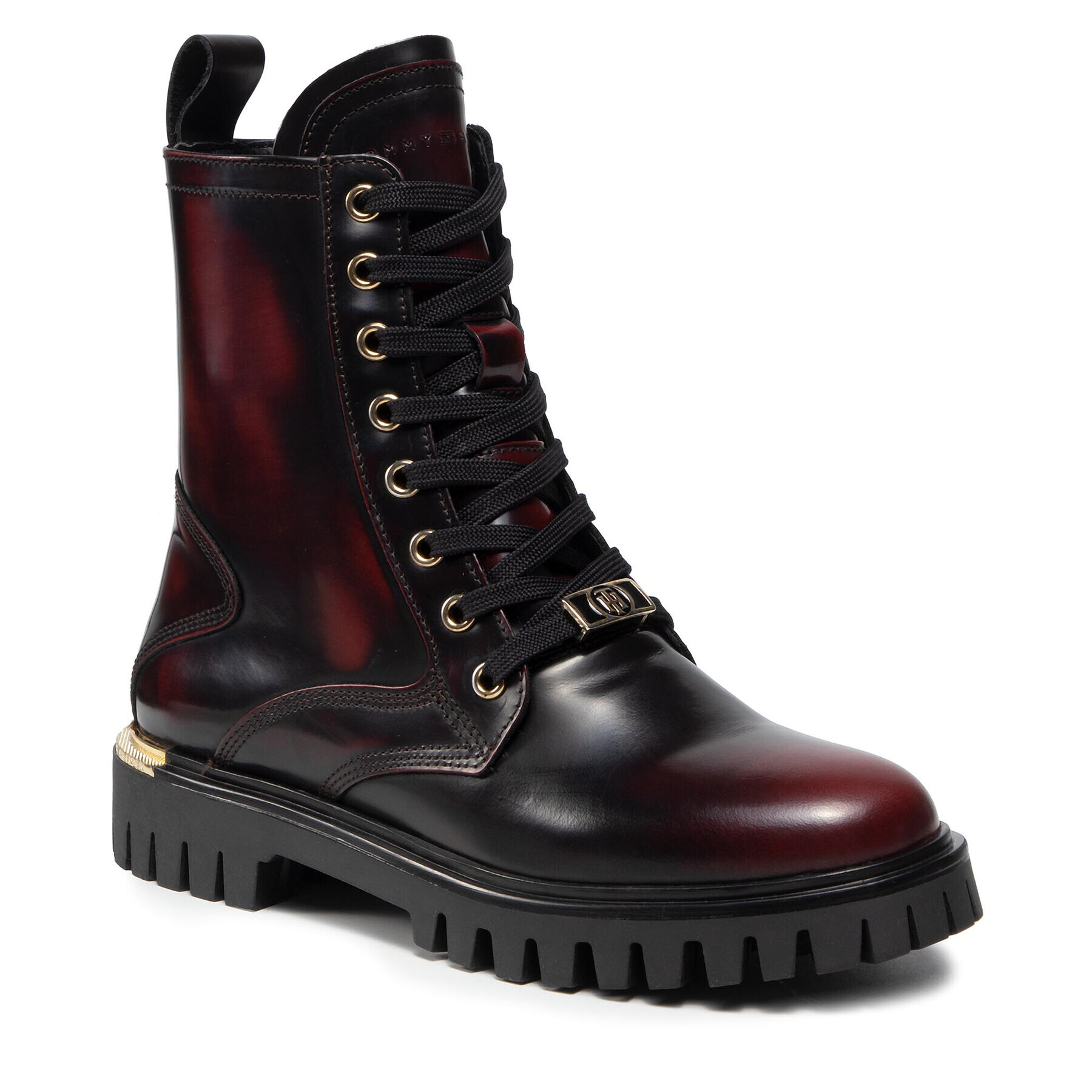 Tommy Hilfiger Bakancs Polished Leather Lace Up Boot FW0FW06008 Fekete - Pepit.hu