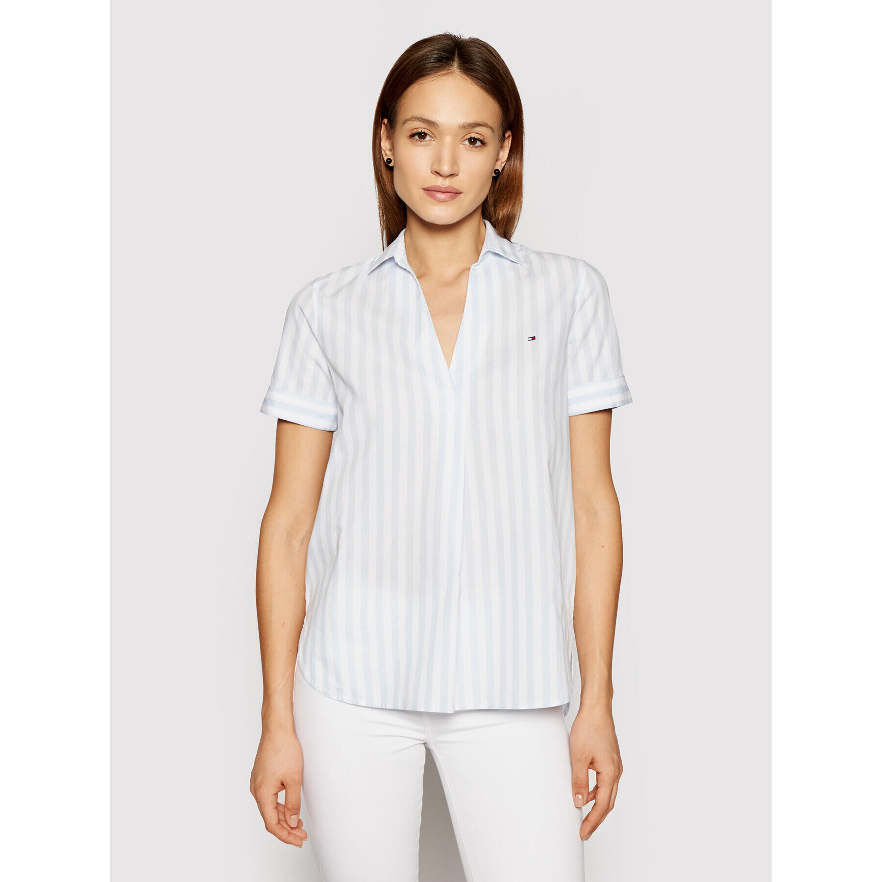 Tommy Hilfiger Blúz Poplin WW0WW30304 Kék Regular Fit - Pepit.hu