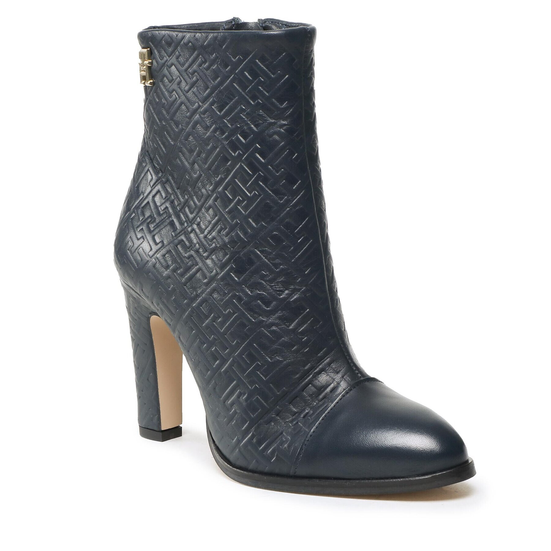 Tommy Hilfiger Bokacsizma High Heel Leather Monogram Boot FW0FW06770 Sötétkék - Pepit.hu