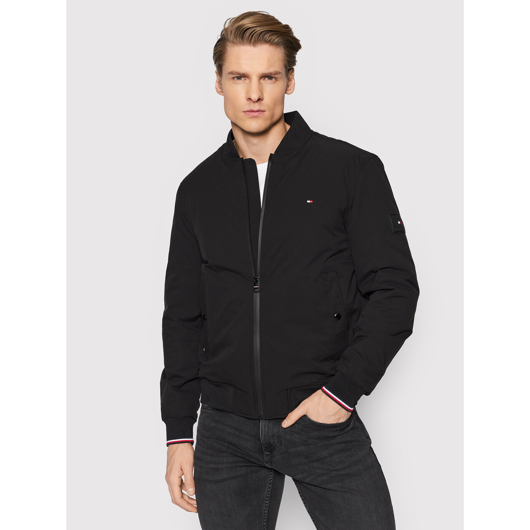 Tommy Hilfiger Bomber dzseki Stretch MW0MW21359 Fekete Regular Fit - Pepit.hu