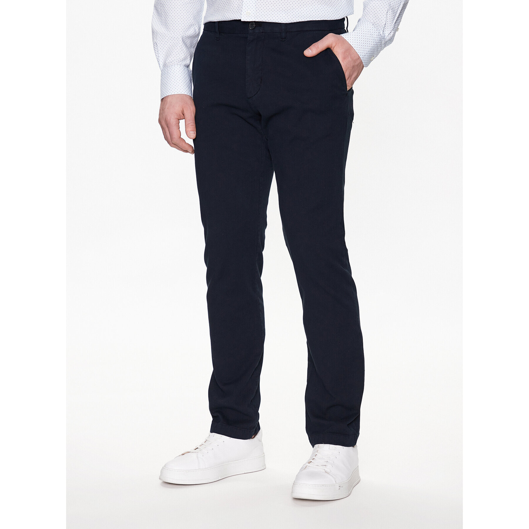 Tommy Hilfiger Chinos Denton Structure MW0MW31142 Sötétkék Straight Fit - Pepit.hu