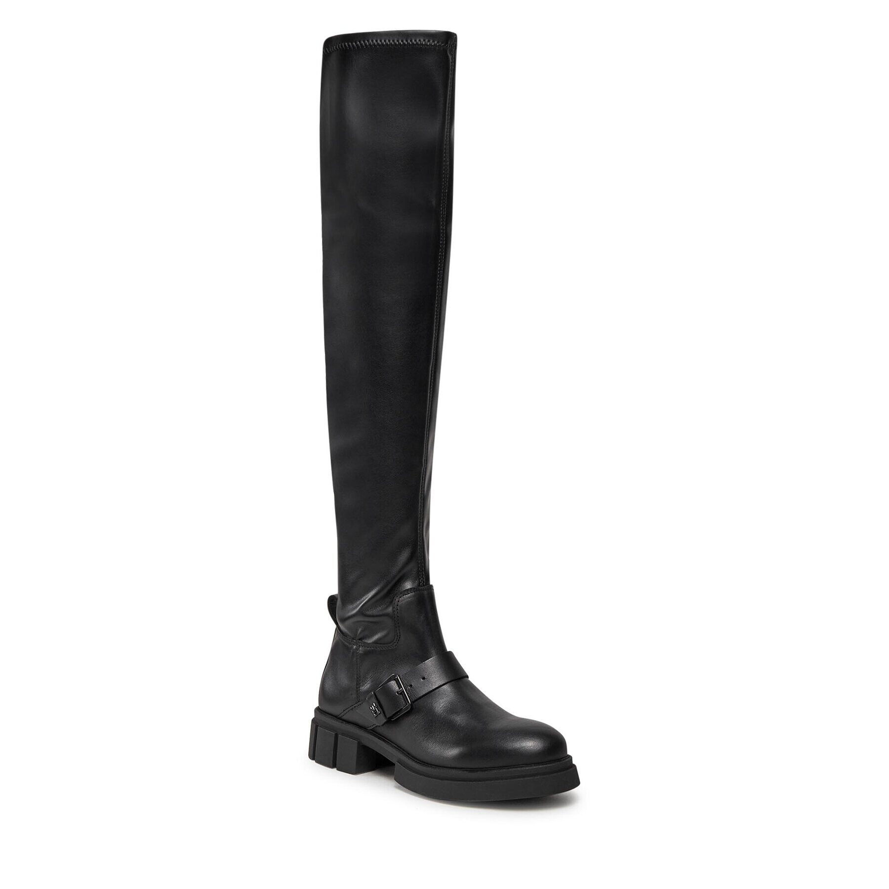 Tommy Hilfiger Csizma Stretch Monochromatic Longboot FW0FW07611 Fekete - Pepit.hu