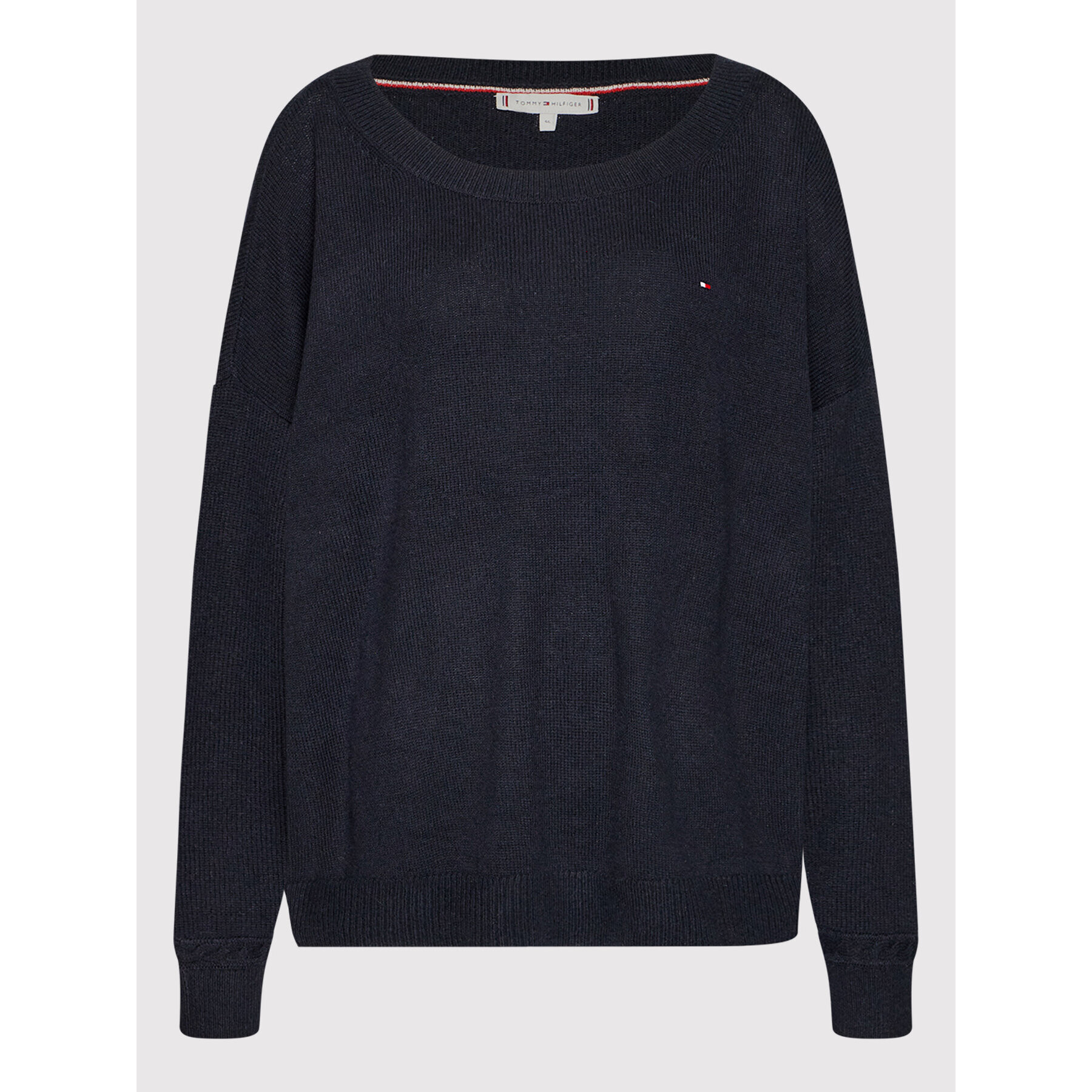 Tommy Hilfiger Curve Sweater Crv Softwool Open-Nk WW0WW32877 Sötétkék Relaxed Fit - Pepit.hu