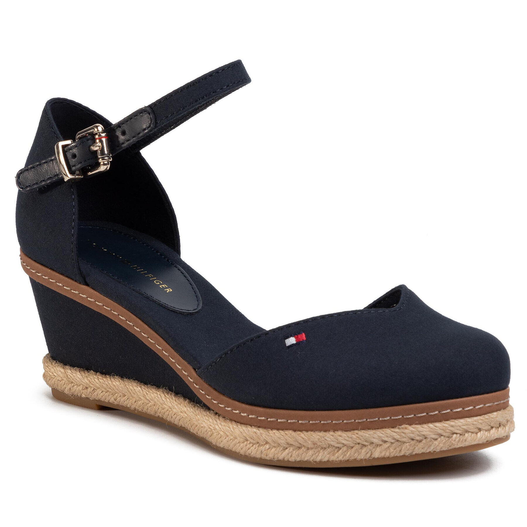 Tommy Hilfiger Espadrilles Basic Closed Toe Mid Wedge FW0FW04787 Sötétkék - Pepit.hu