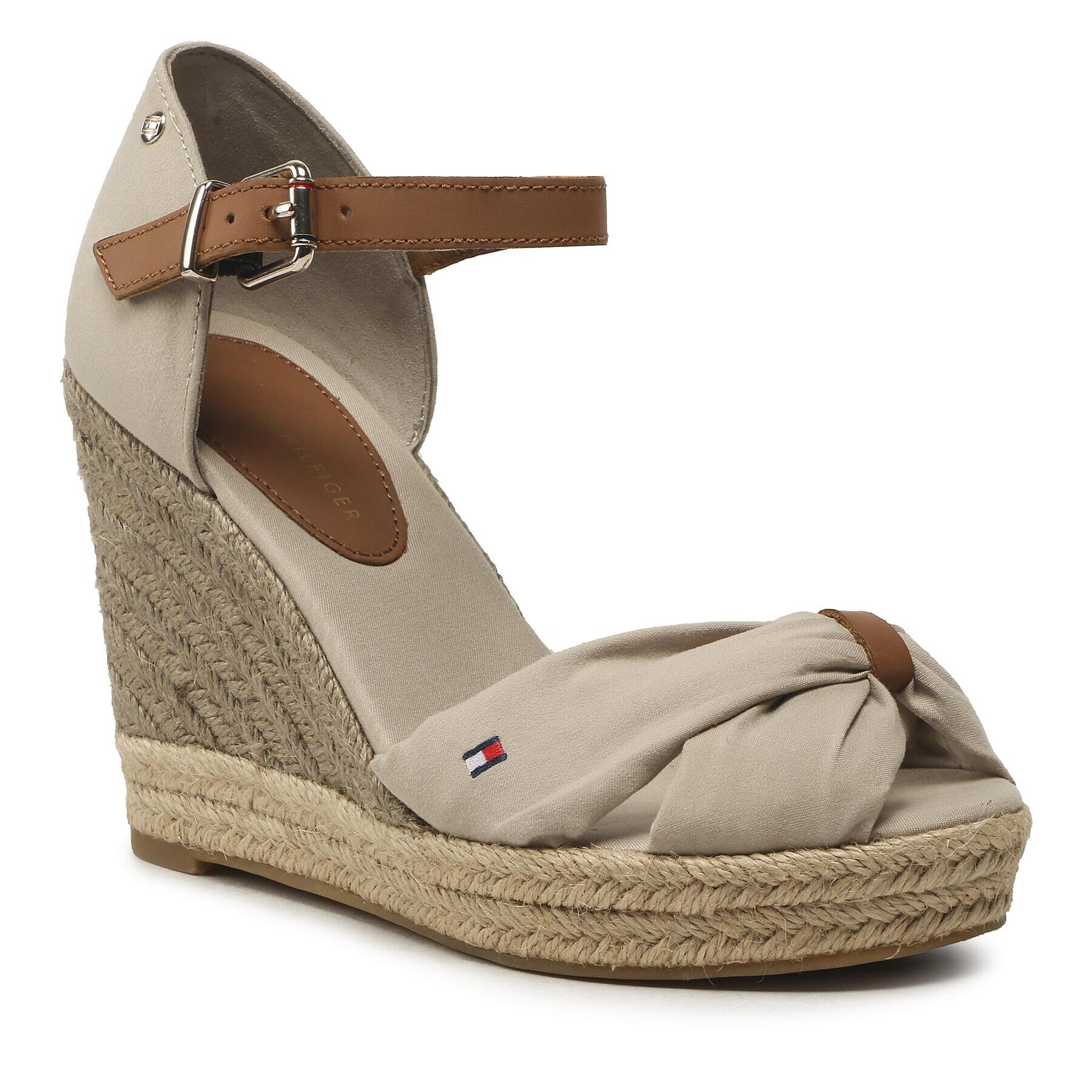 Tommy Hilfiger Espadrilles Basic Open Toe High wedge FW0FW04784 Bézs - Pepit.hu