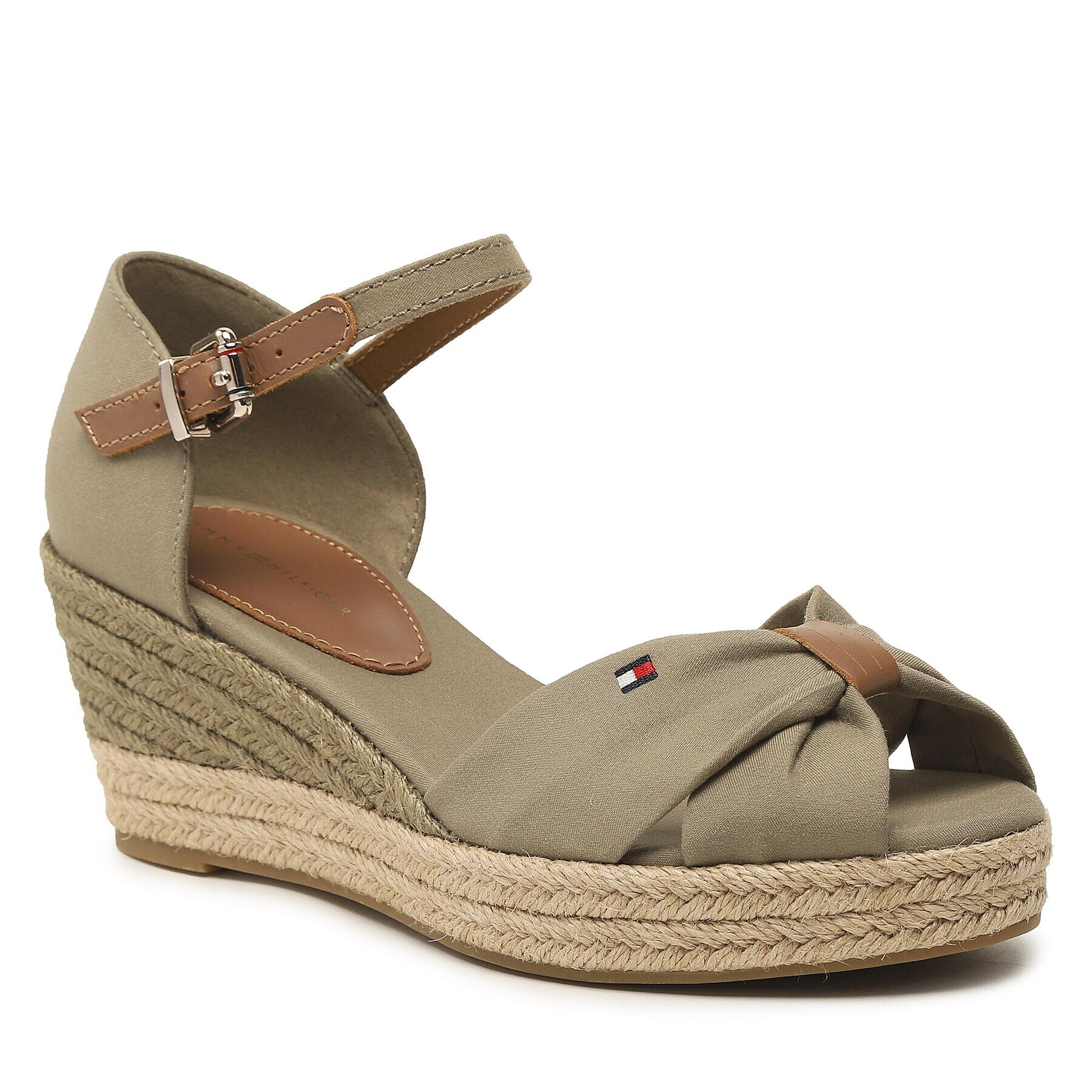 Tommy Hilfiger Espadrilles Basic Open Toe Mid Wedge FW0FW04785 Zöld - Pepit.hu