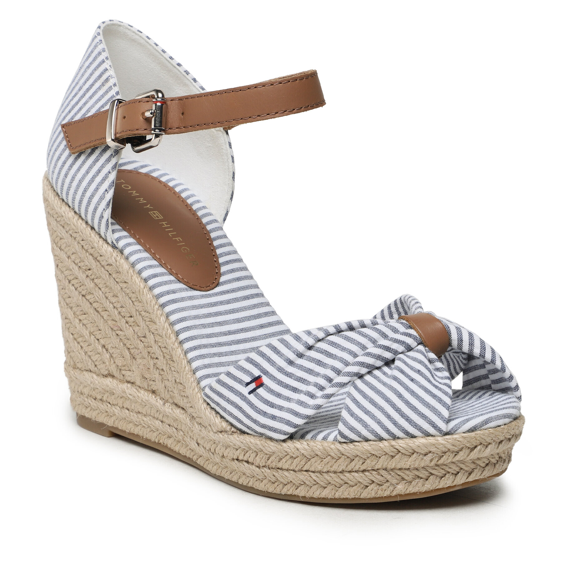 Tommy Hilfiger Espadrilles Basic Seersucker High Wedge FW0FW07160 Kék - Pepit.hu