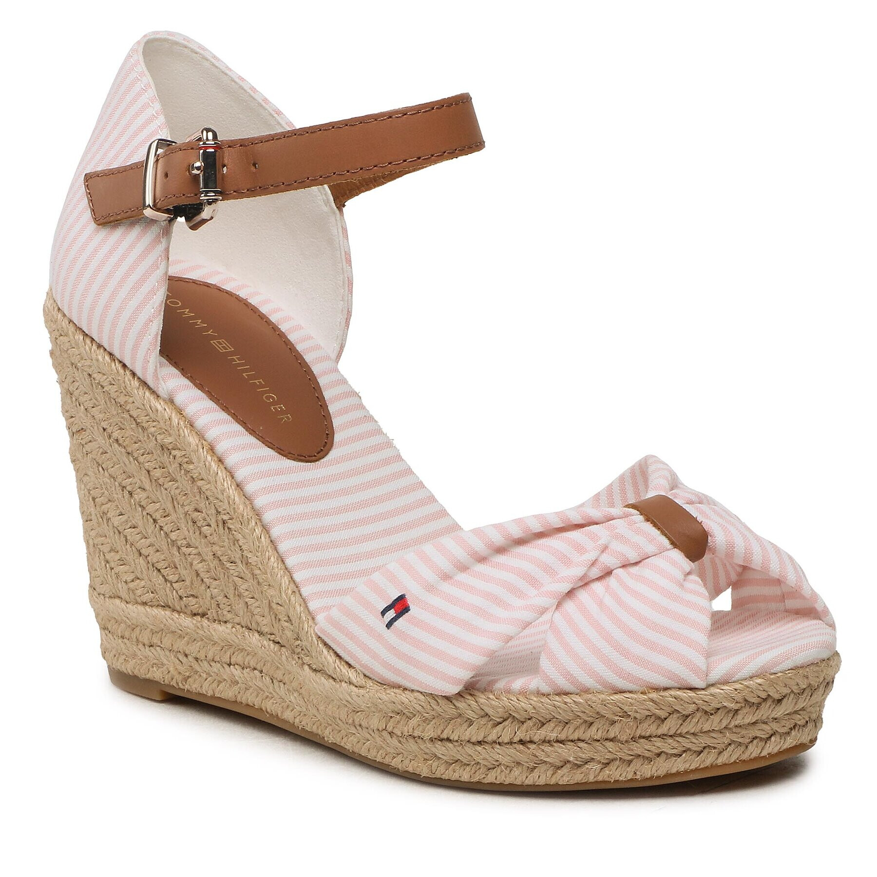 Tommy Hilfiger Espadrilles Basic Seersucker High Wedge FW0FW07160 Rózsaszín - Pepit.hu