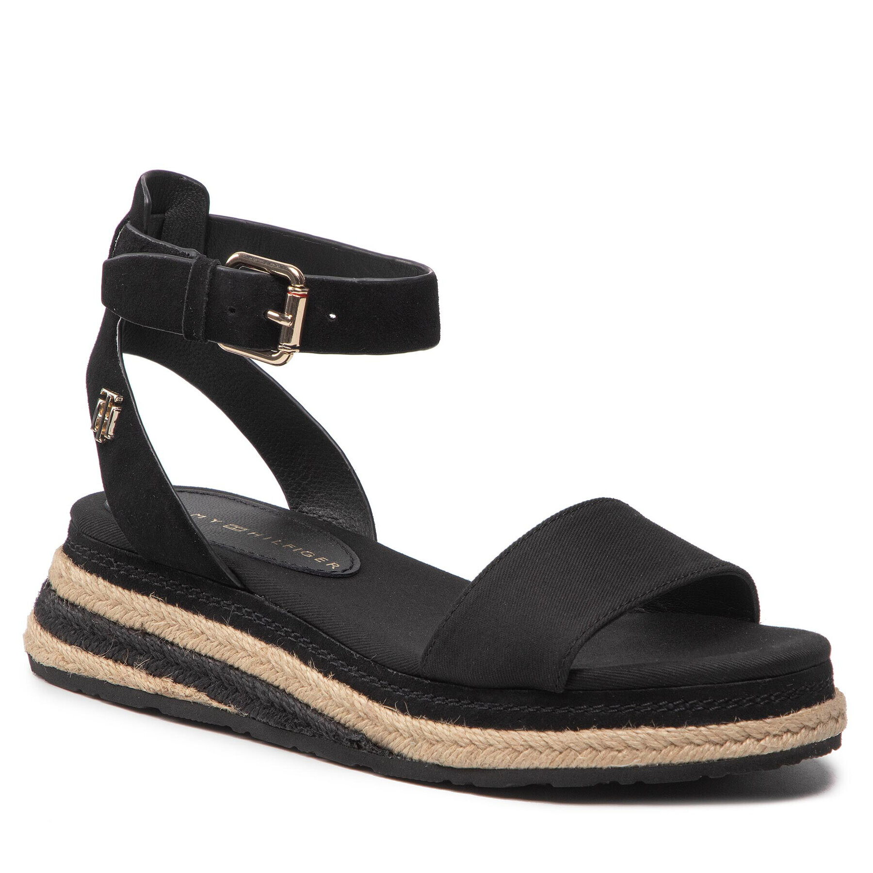 Tommy Hilfiger Espadrilles Colored Rope Low Wedge Sandal FW0FW06233 Fekete - Pepit.hu