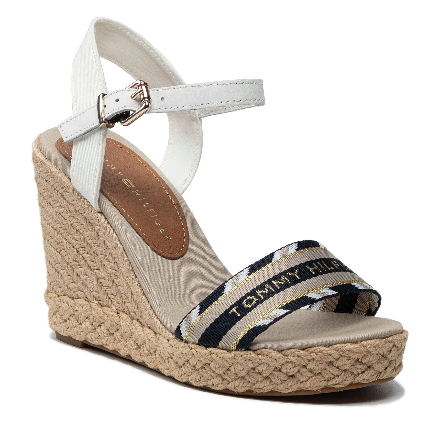 Tommy Hilfiger Espadrilles Corporate Webbing High Wedge FW0FW06295 Fehér - Pepit.hu