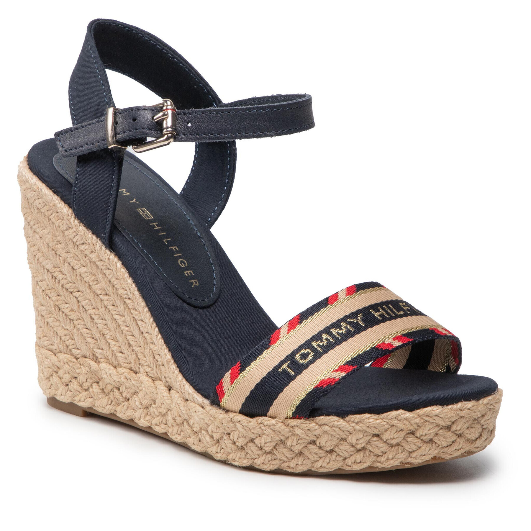 Tommy Hilfiger Espadrilles Corporate Webbing High Wedge FW0FW06295 Sötétkék - Pepit.hu