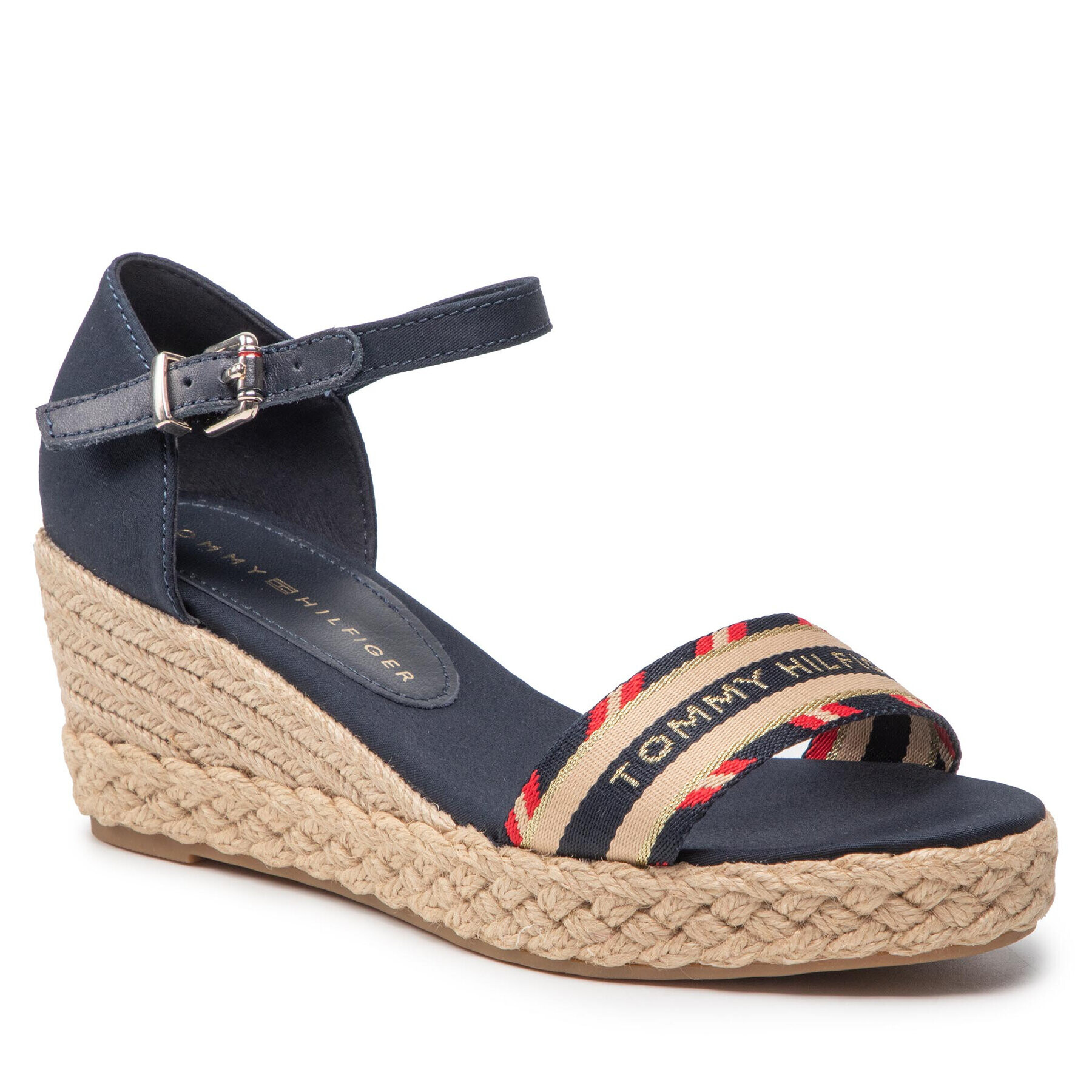 Tommy Hilfiger Espadrilles Corporate Webbing Low Wedge FW0FW06293 Sötétkék - Pepit.hu