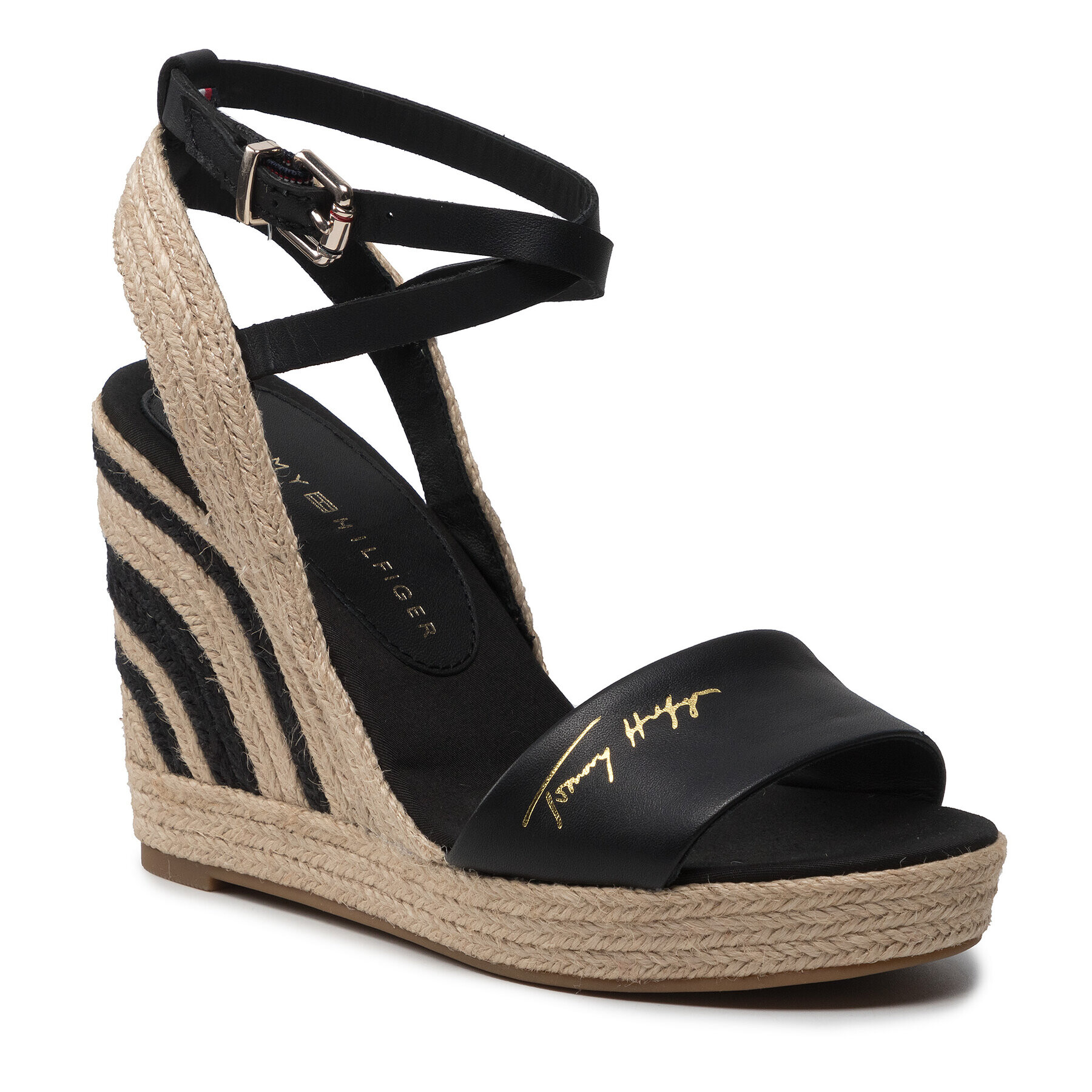 Tommy Hilfiger Espadrilles Elevated Th Leather Wedge Sandal FW0FW06356 Fekete - Pepit.hu