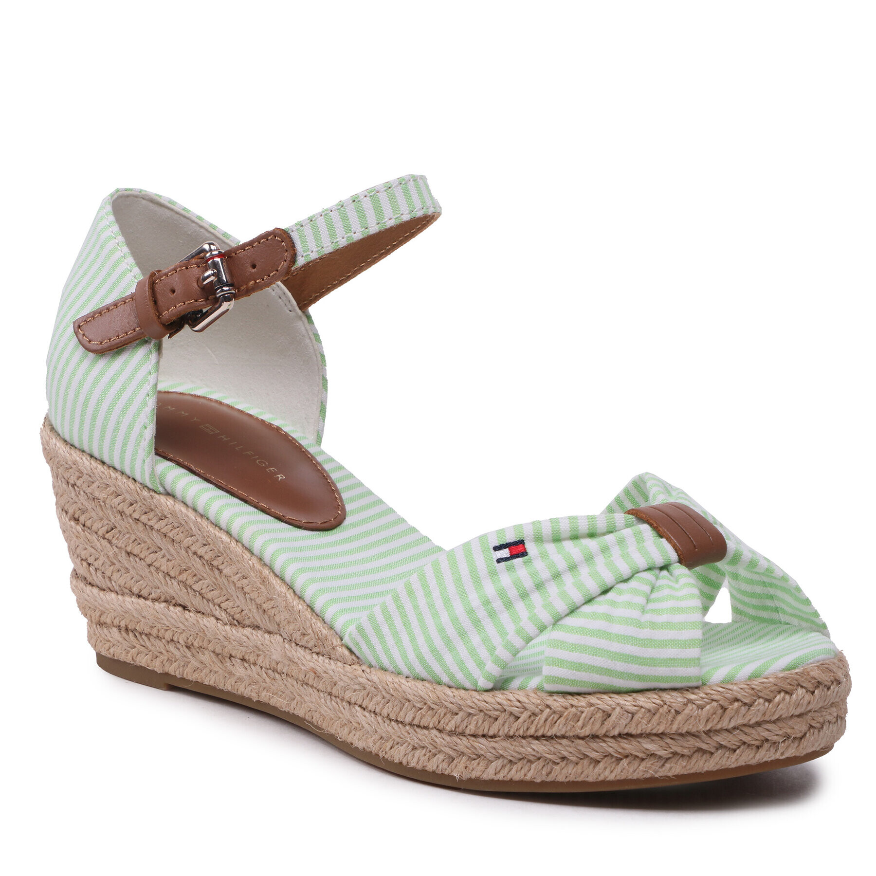 Tommy Hilfiger Espadrilles High Wedge Seersucker FW0FW07158 Zöld - Pepit.hu