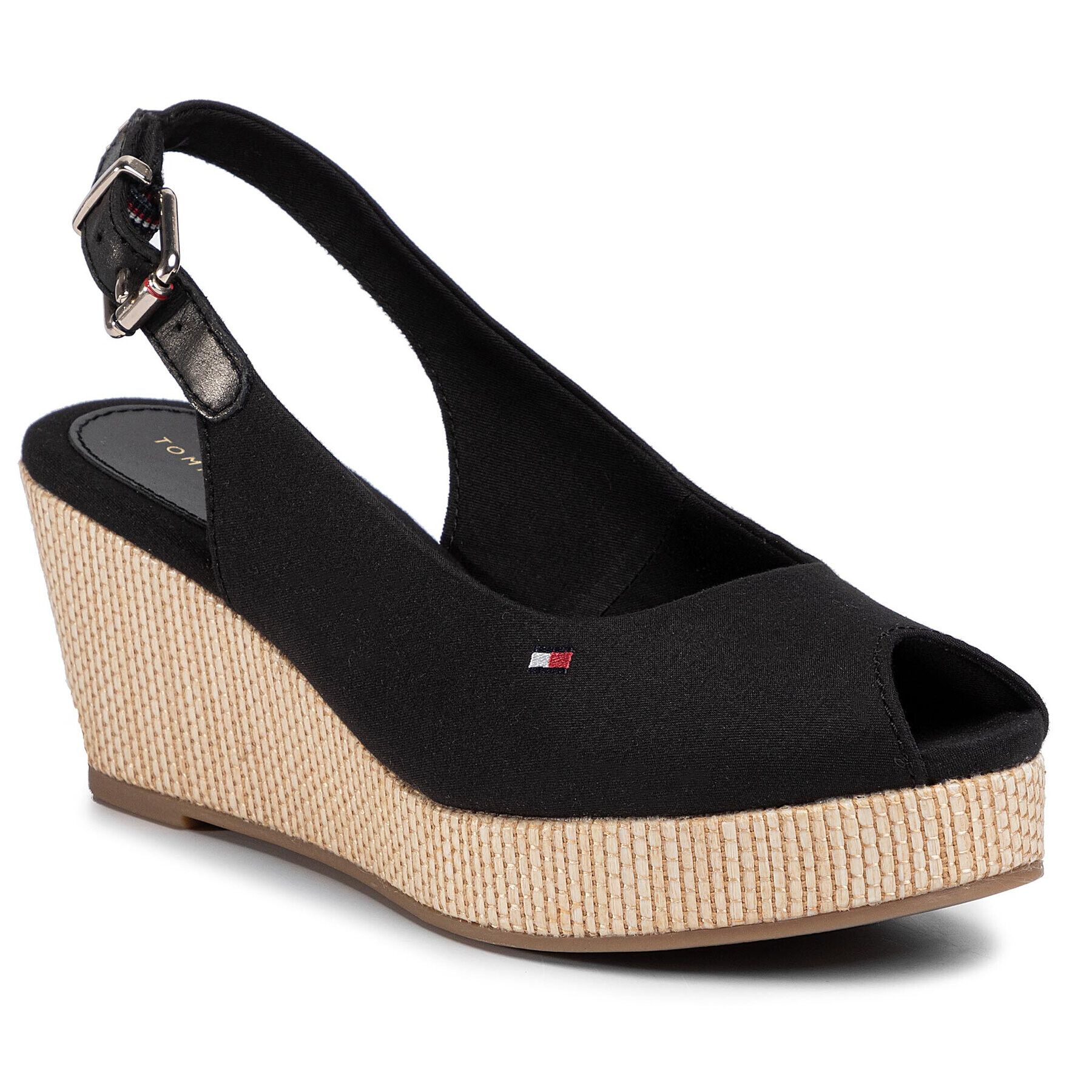 Tommy Hilfiger Espadrilles Iconic Elba Sling Back Wedge FW0FW04788 Fekete - Pepit.hu