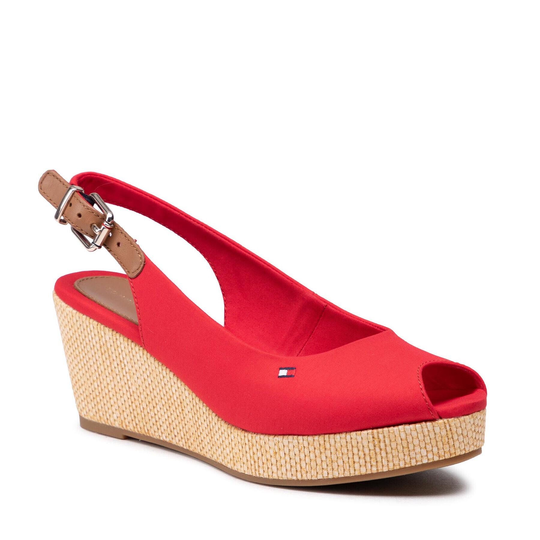 Tommy Hilfiger Espadrilles Iconic Elba Sling Back Wedge FW0FW04788 Piros - Pepit.hu