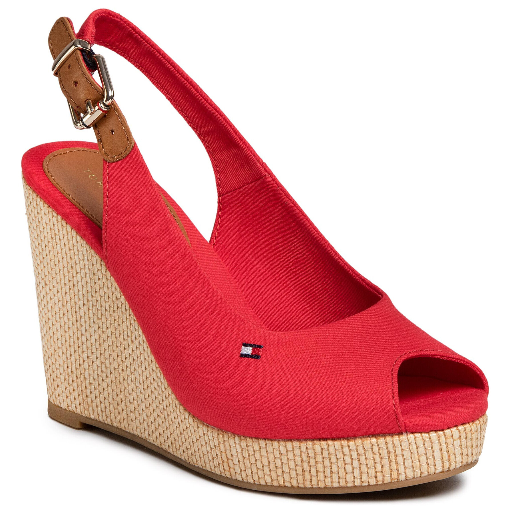 Tommy Hilfiger Espadrilles Iconic Elena Sling Back Wedge FW0FW04789 Piros - Pepit.hu