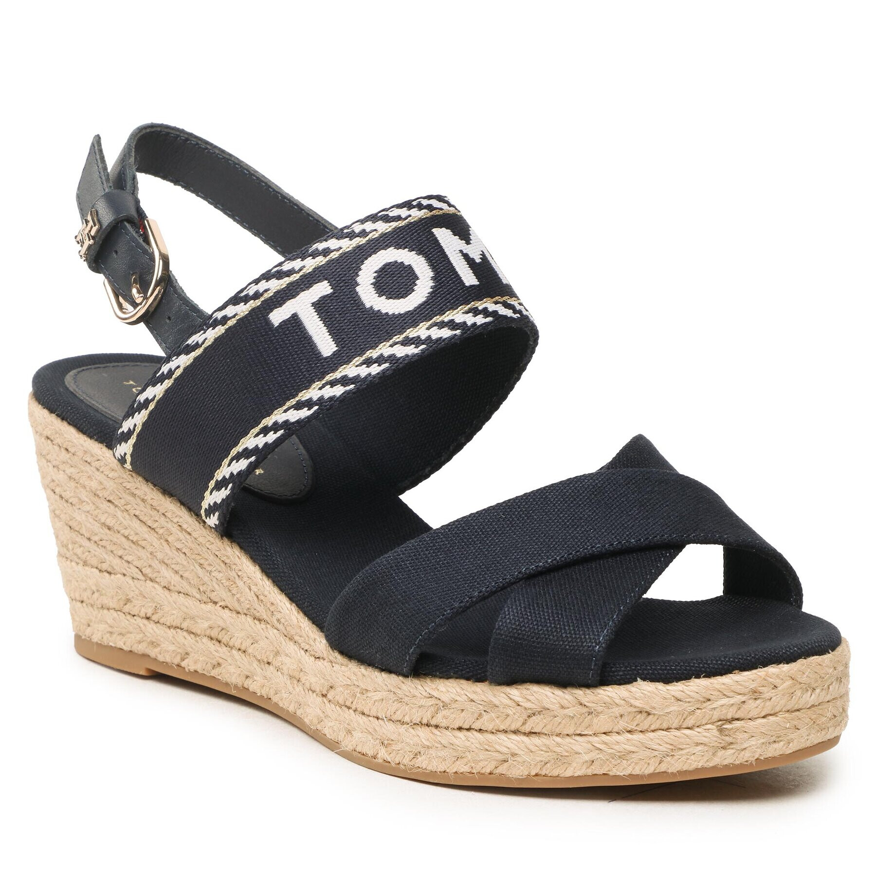 Tommy Hilfiger Espadrilles Seasonal Webbing Mid Wedge FW0FW07091 Sötétkék - Pepit.hu