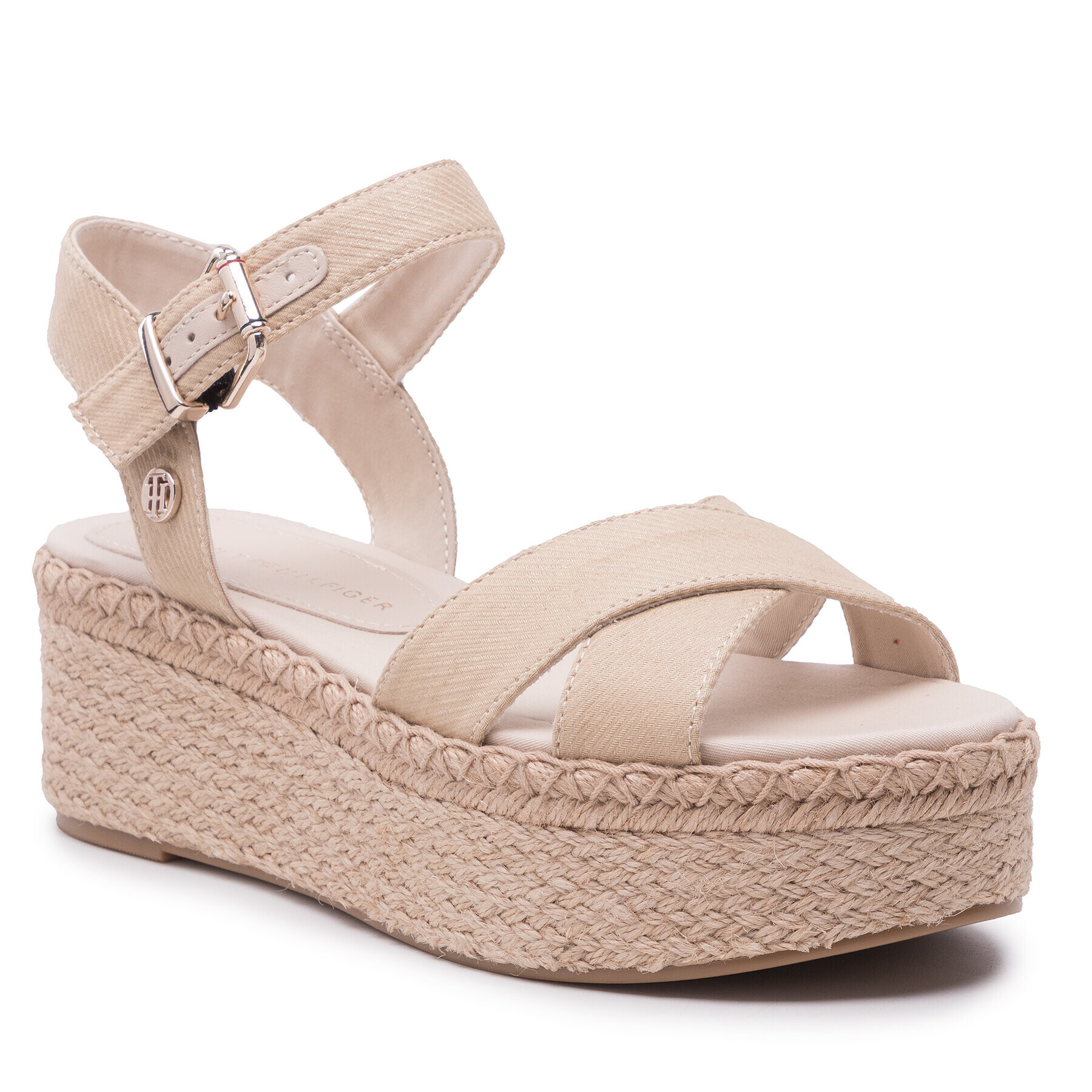 Tommy Hilfiger Espadrilles Shiny Touches Flatform Wedge FW0FW06245 Bézs - Pepit.hu