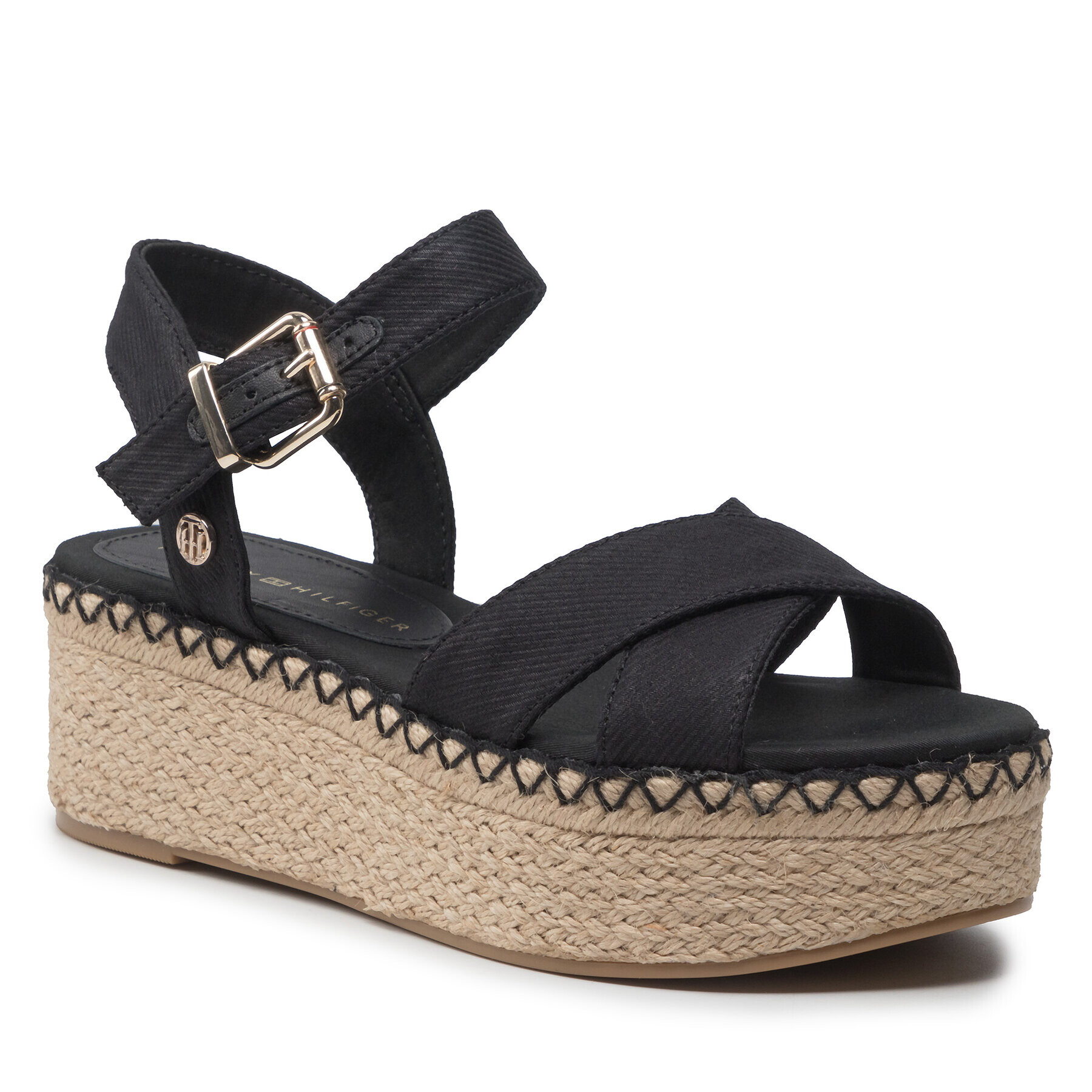 Tommy Hilfiger Espadrilles Shiny Touches Flatform Wedge FW0FW06245 Fekete - Pepit.hu