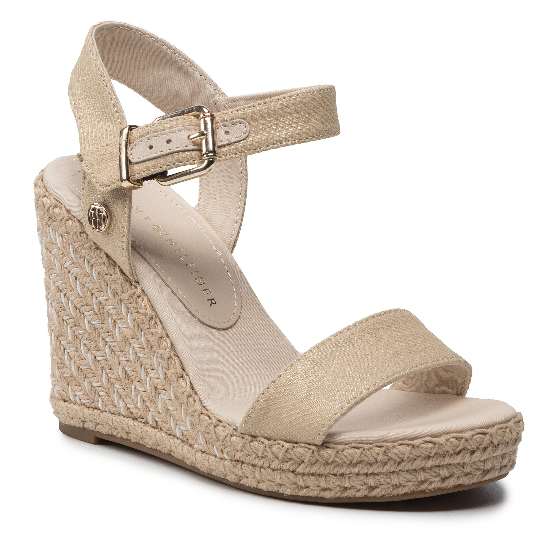 Tommy Hilfiger Espadrilles Shiny Touches High Wedge Sandal FW0FW06180 Bézs - Pepit.hu