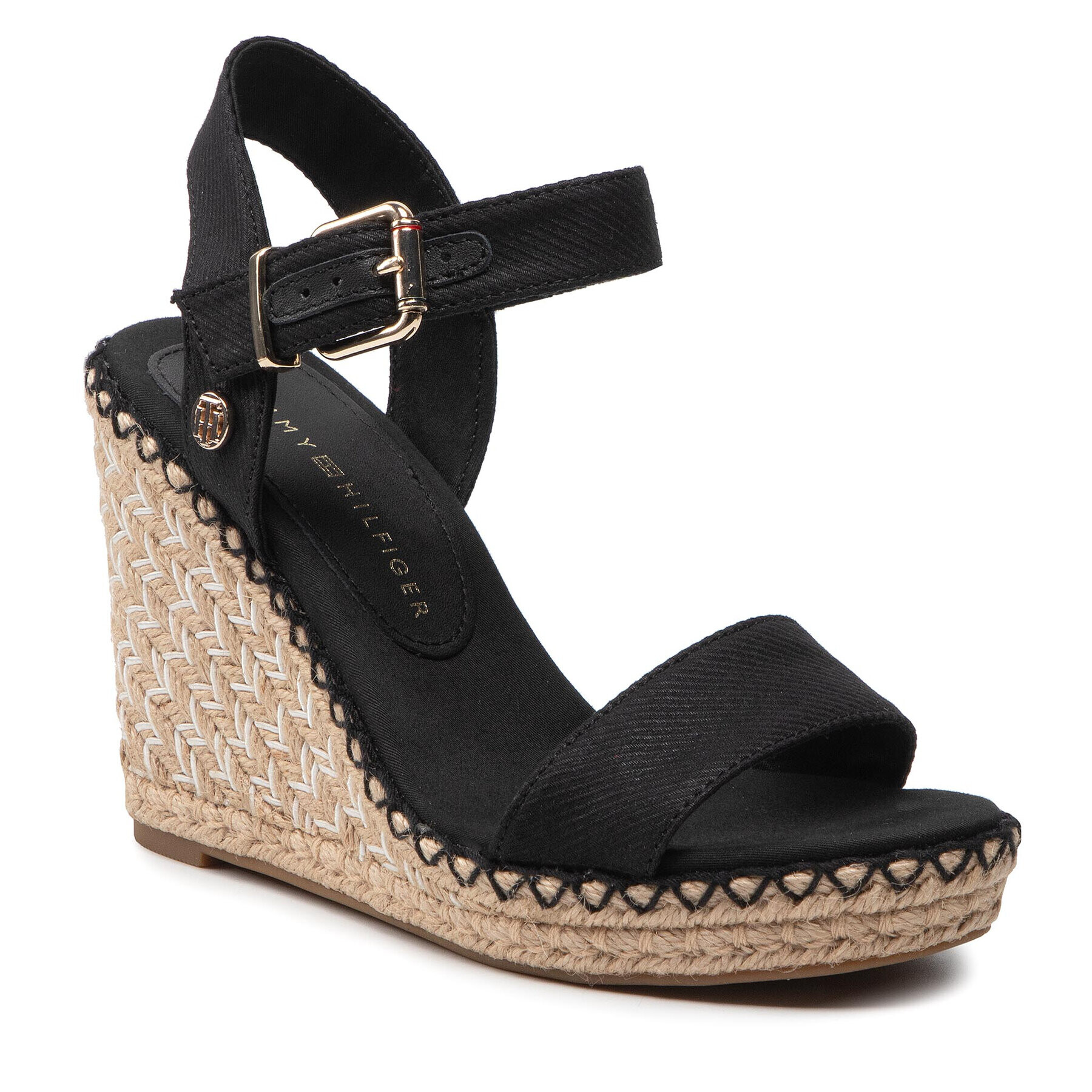 Tommy Hilfiger Espadrilles Shiny Touches High Wedge Sandal FW0FW06180 Fekete - Pepit.hu