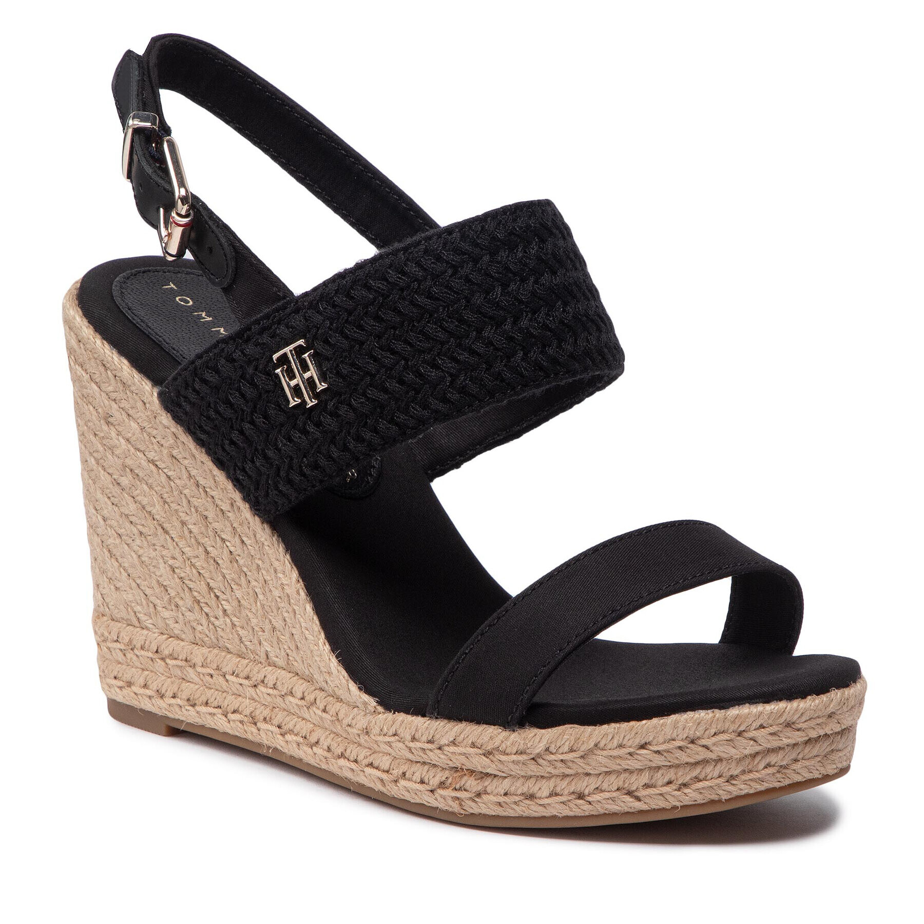 Tommy Hilfiger Espadrilles Textured High Wedge Sandal FW0FW06441 Fekete - Pepit.hu