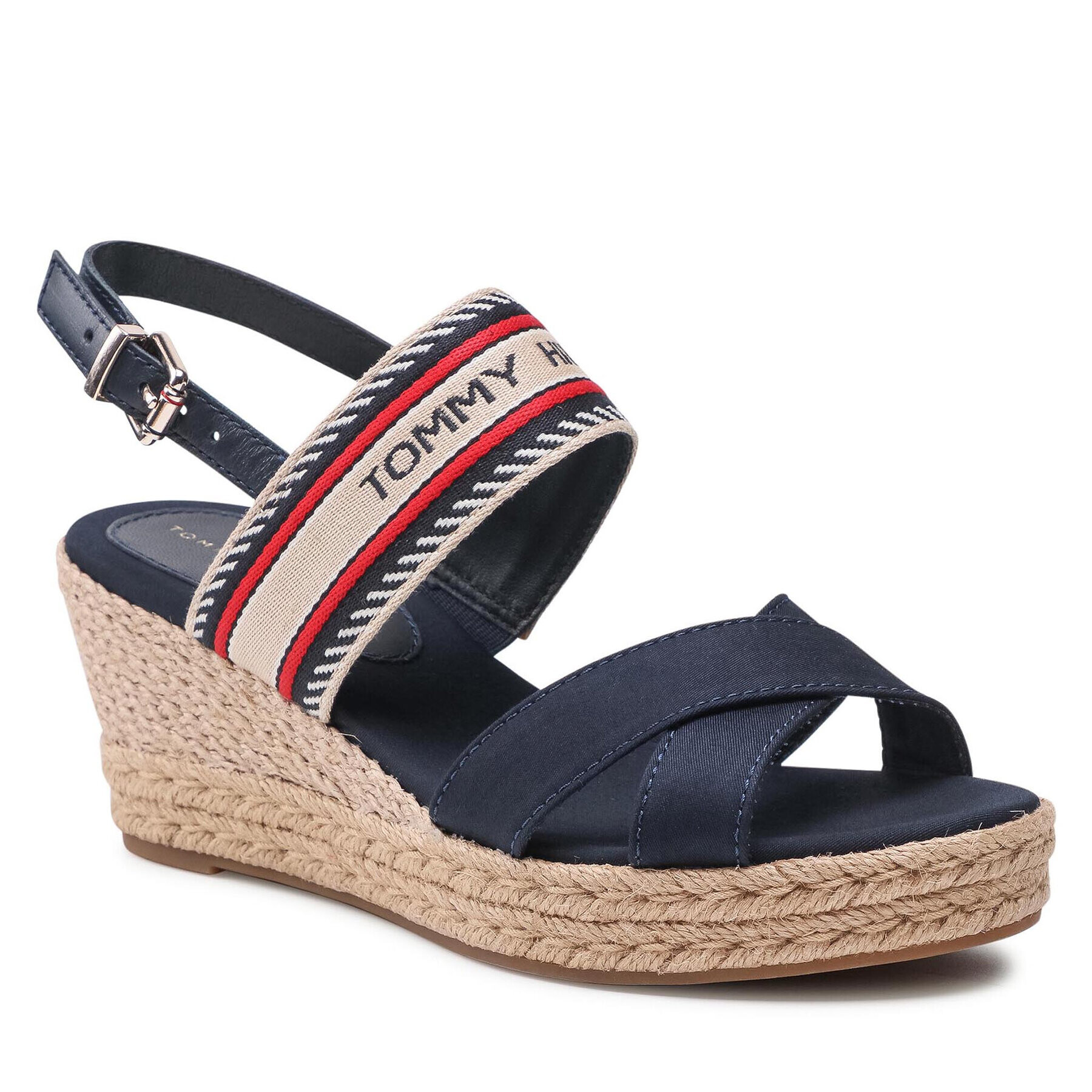 Tommy Hilfiger Espadrilles Th Artisandal Mid Wedge Sandal FW0FW05770 Sötétkék - Pepit.hu