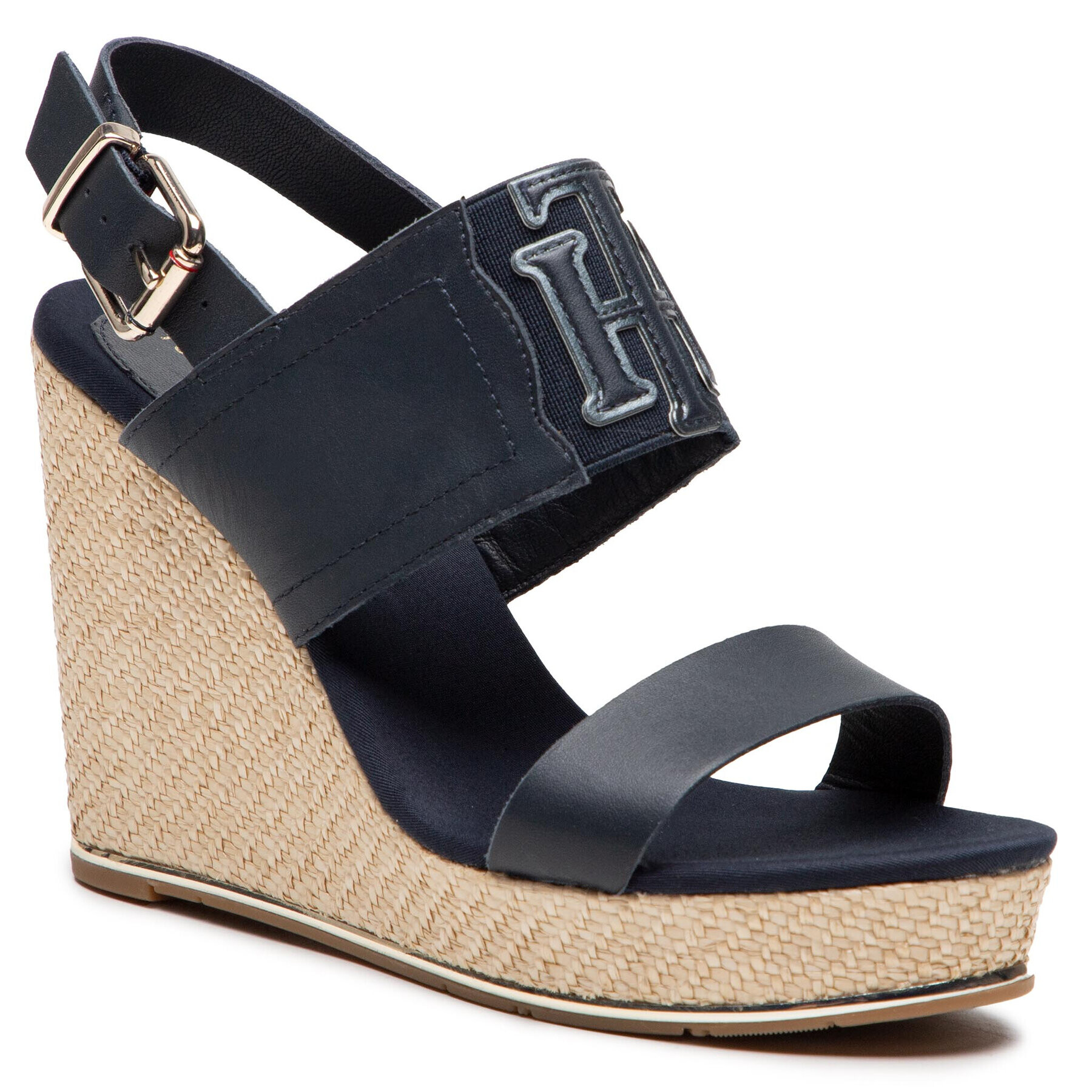 Tommy Hilfiger Espadrilles Th Elastic High Wedge Sandal FW0FW05599 Sötétkék - Pepit.hu