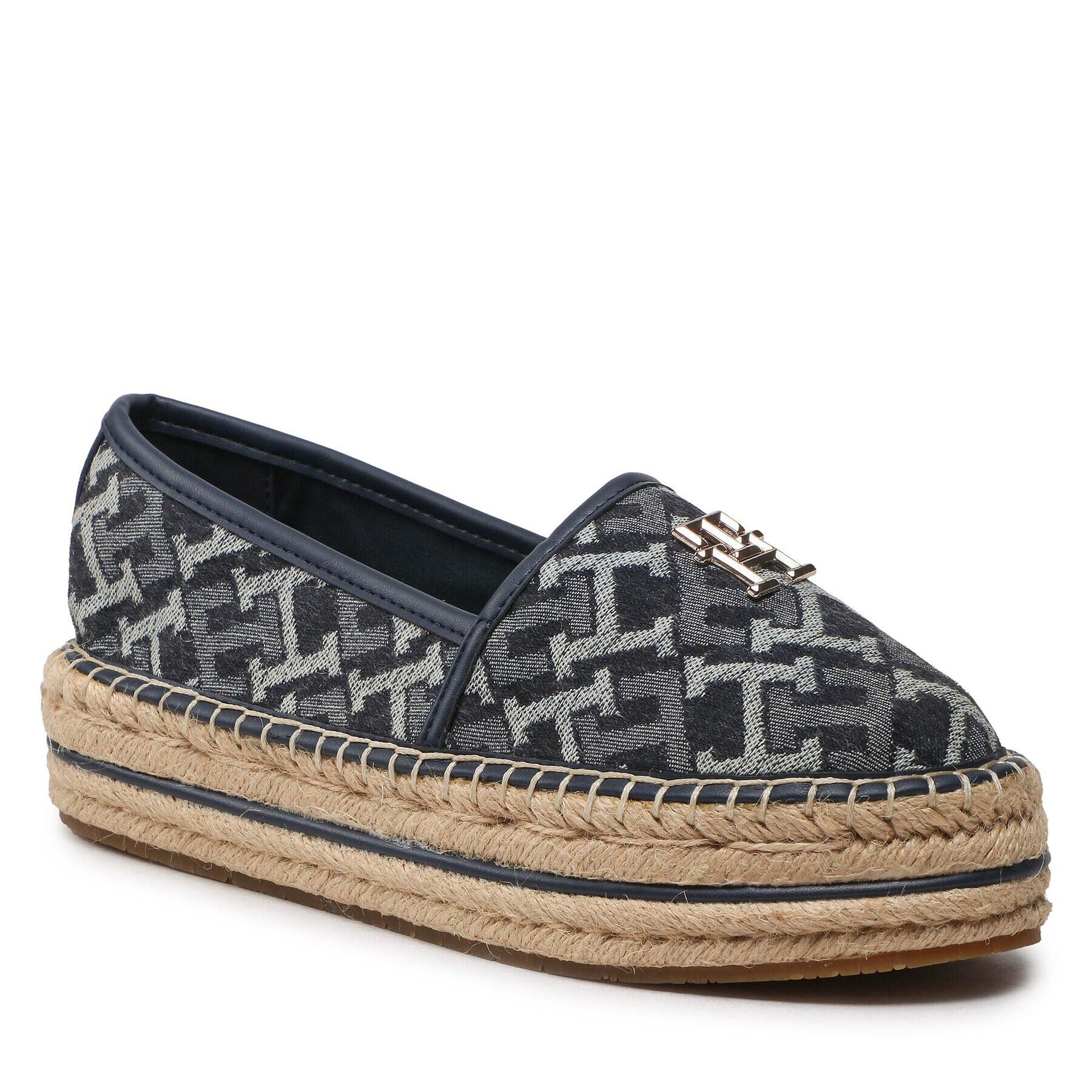 Tommy Hilfiger Espadrilles Th Monogram Denim Espadrille FW0FW06934 Sötétkék - Pepit.hu