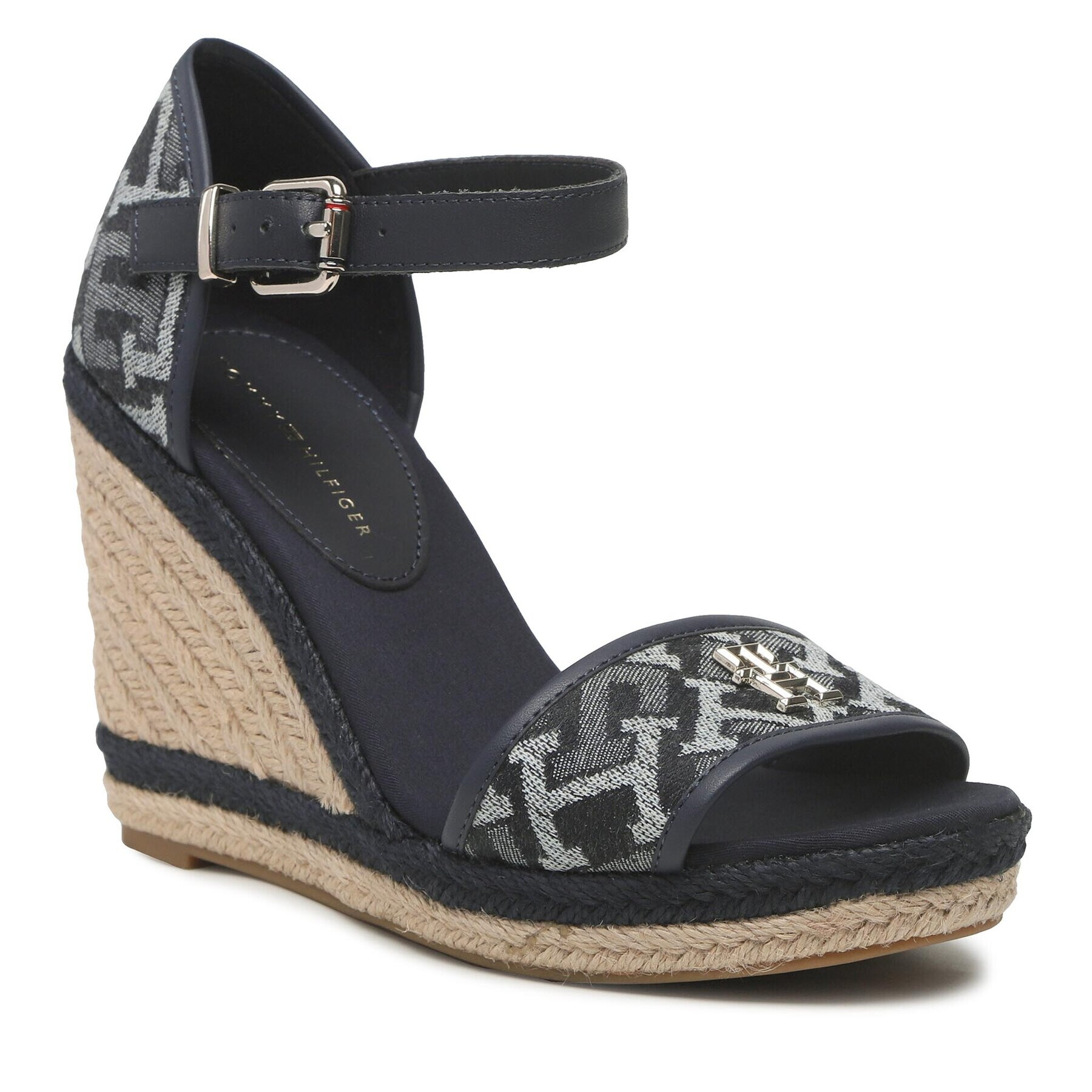 Tommy Hilfiger Espadrilles Th Monogram Denim Wedge FW0FW06935 Sötétkék - Pepit.hu