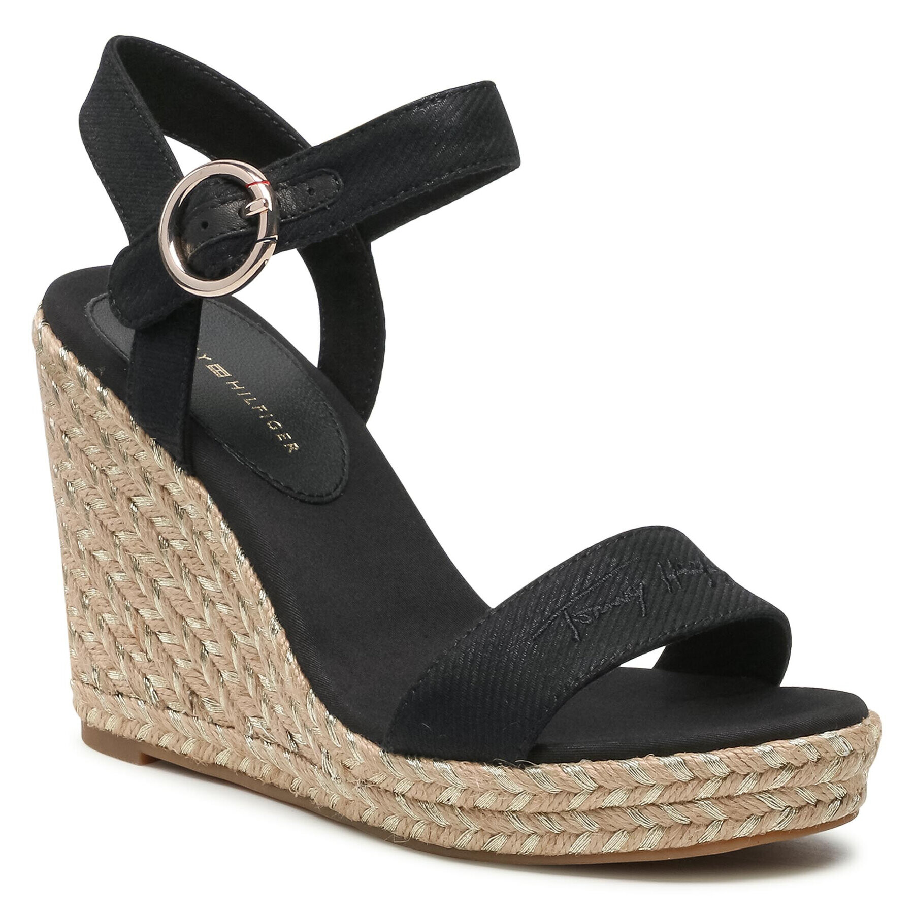 Tommy Hilfiger Espadrilles Th Signature High Wedge Sandal FW0FW05613 Fekete - Pepit.hu