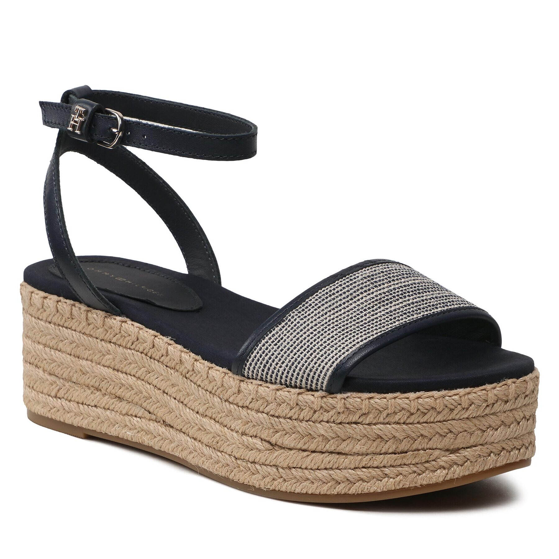 Tommy Hilfiger Espadrilles Th Woven Platform Sandal FW0FW07345 Sötétkék - Pepit.hu