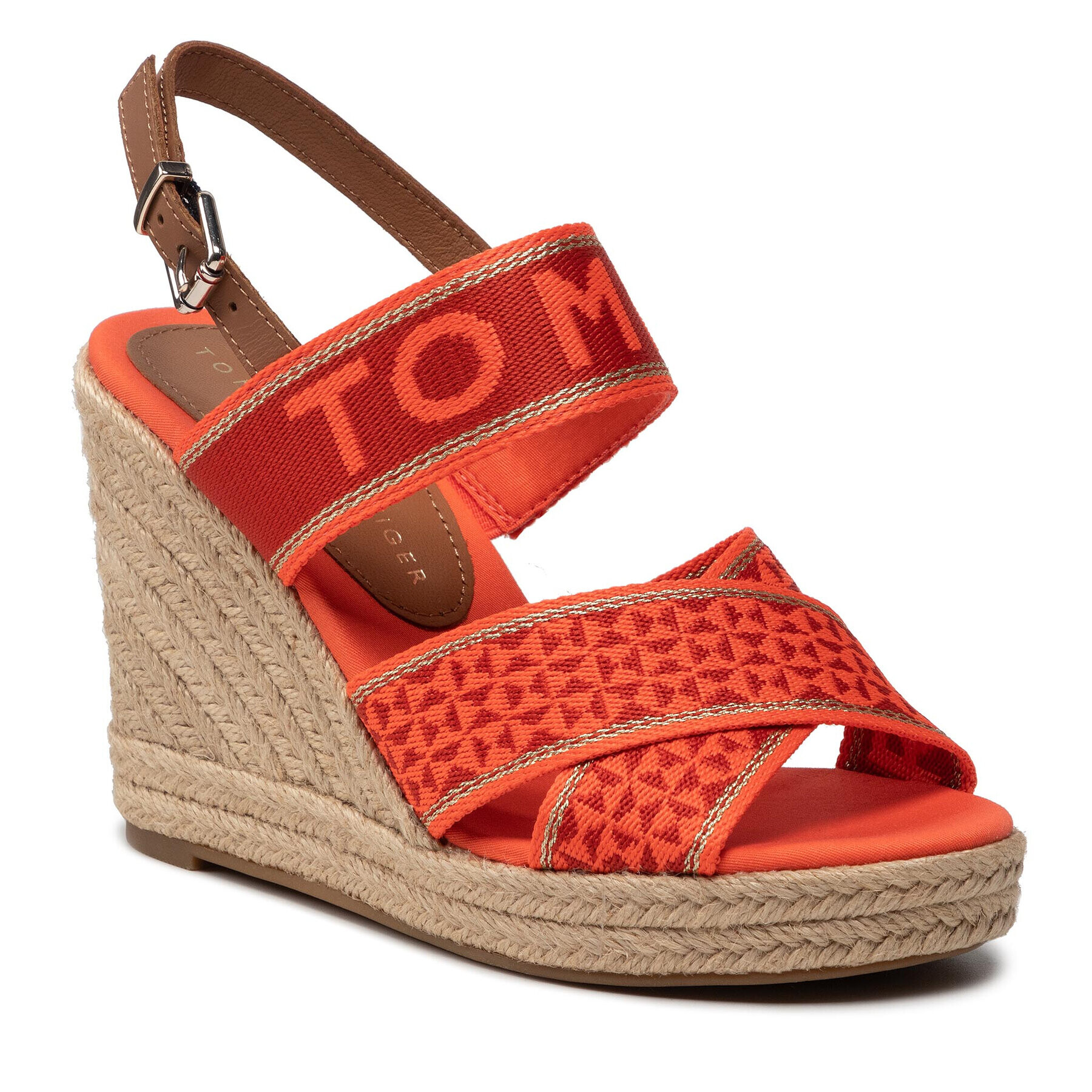 Tommy Hilfiger Espadrilles Tommy Webbing High Wedge Sandal FW0FW06355 Narancssárga - Pepit.hu