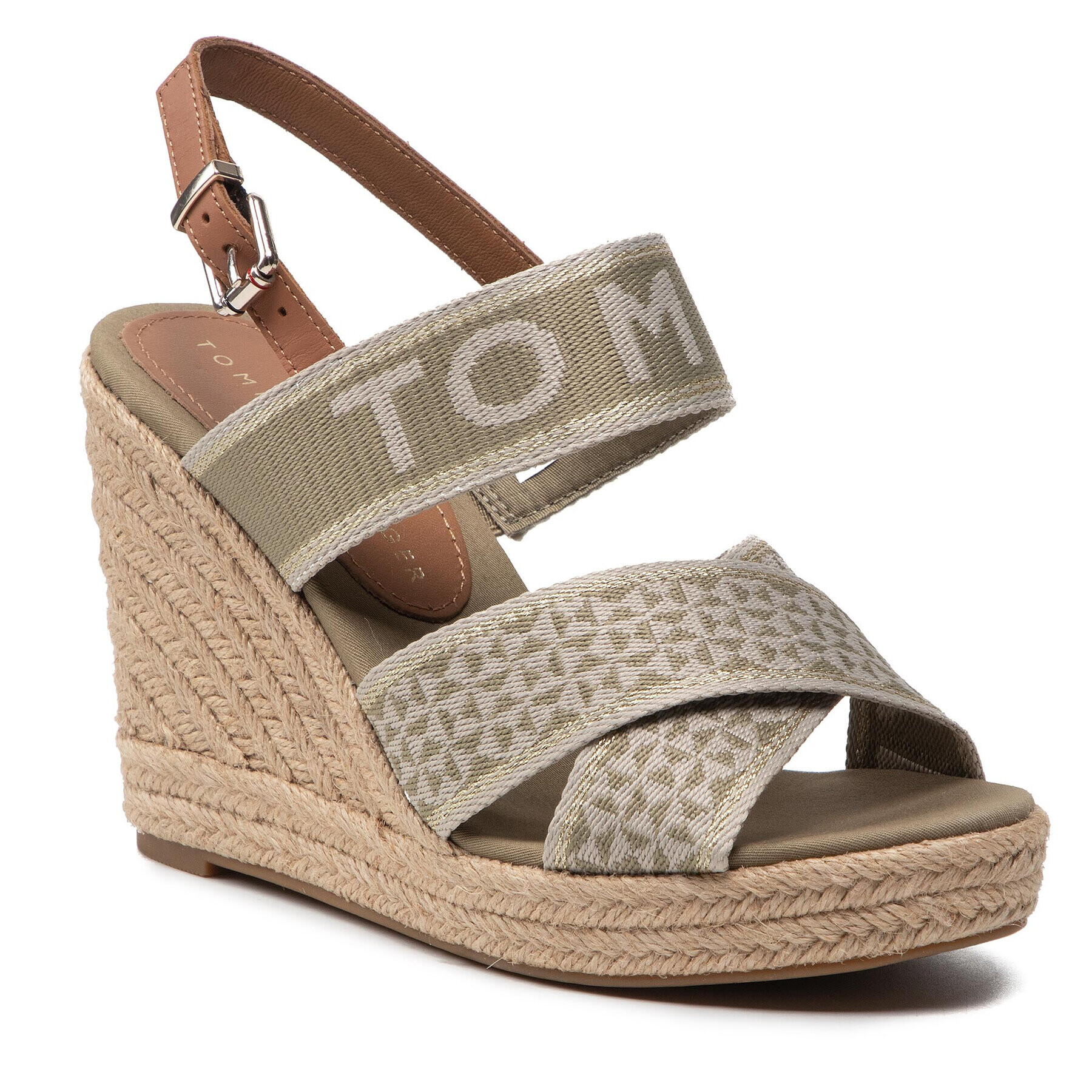 Tommy Hilfiger Espadrilles Tommy Webbing High Wedge SandalFW0FW06355 Zöld - Pepit.hu