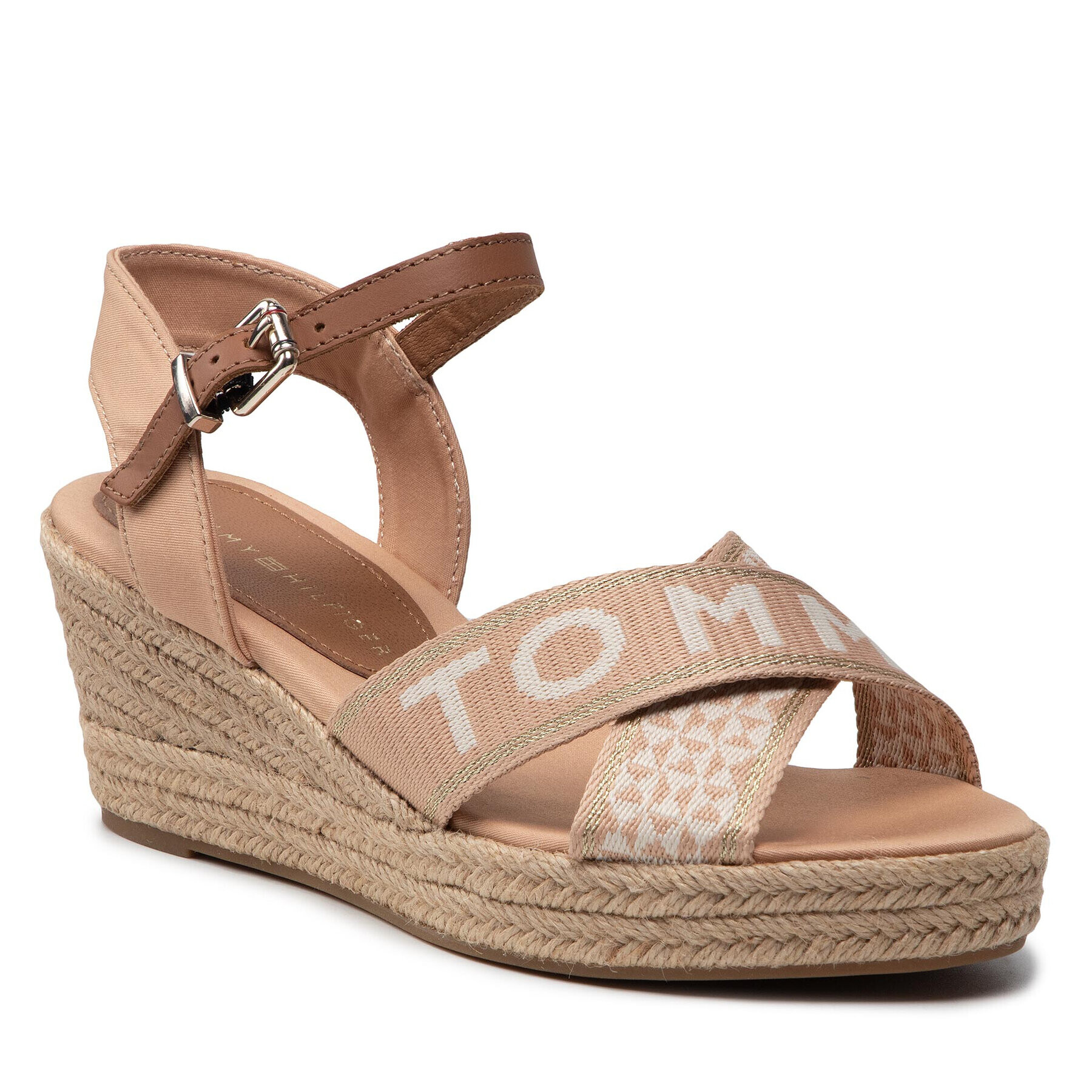 Tommy Hilfiger Espadrilles Tommy Webbing Low Wedge Sandal FW0FW06297 Bézs - Pepit.hu